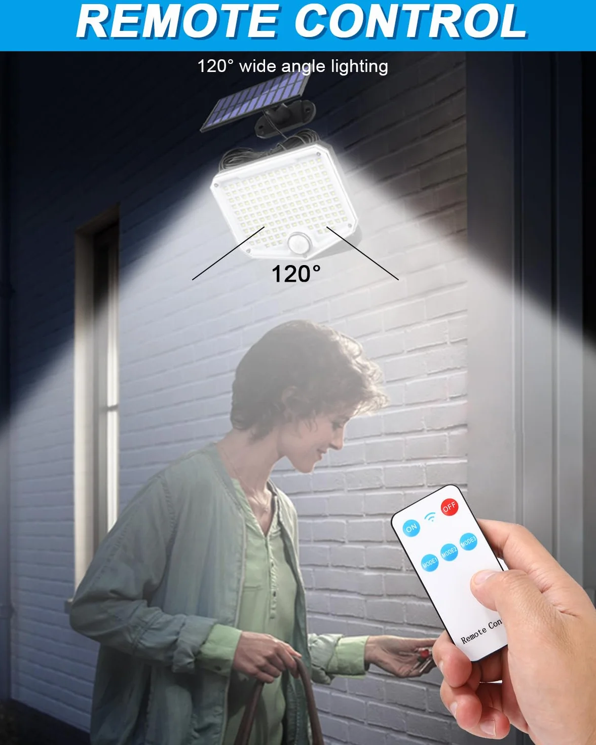 Zestaw 2 lamp solarnych do użytku na zewnątrz, lampa solarna 222 LED na zewnątrz, lampa solarna na zewnątrz—łatwa instalacja