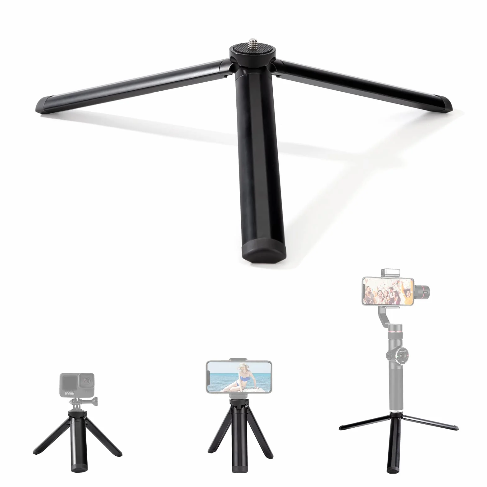 Statyw do smartfona Tripod ze stopu aluminium 1/4" 11 cm czarny