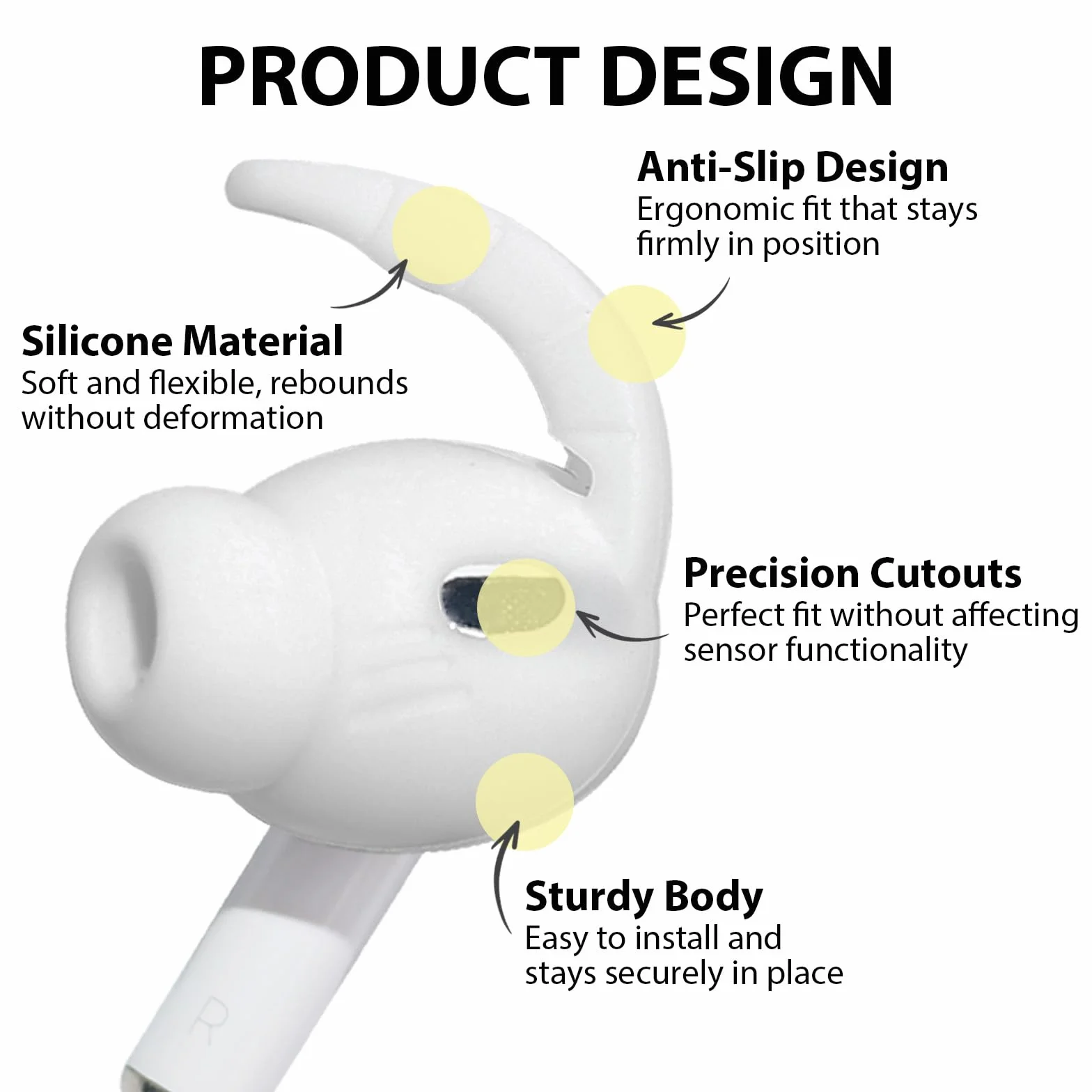 Adhiper Silikonowe Haczyki na Ucho do AirPods Pro 3. Generacji 2025, Antypoślizgowe, Odporne na Upadki