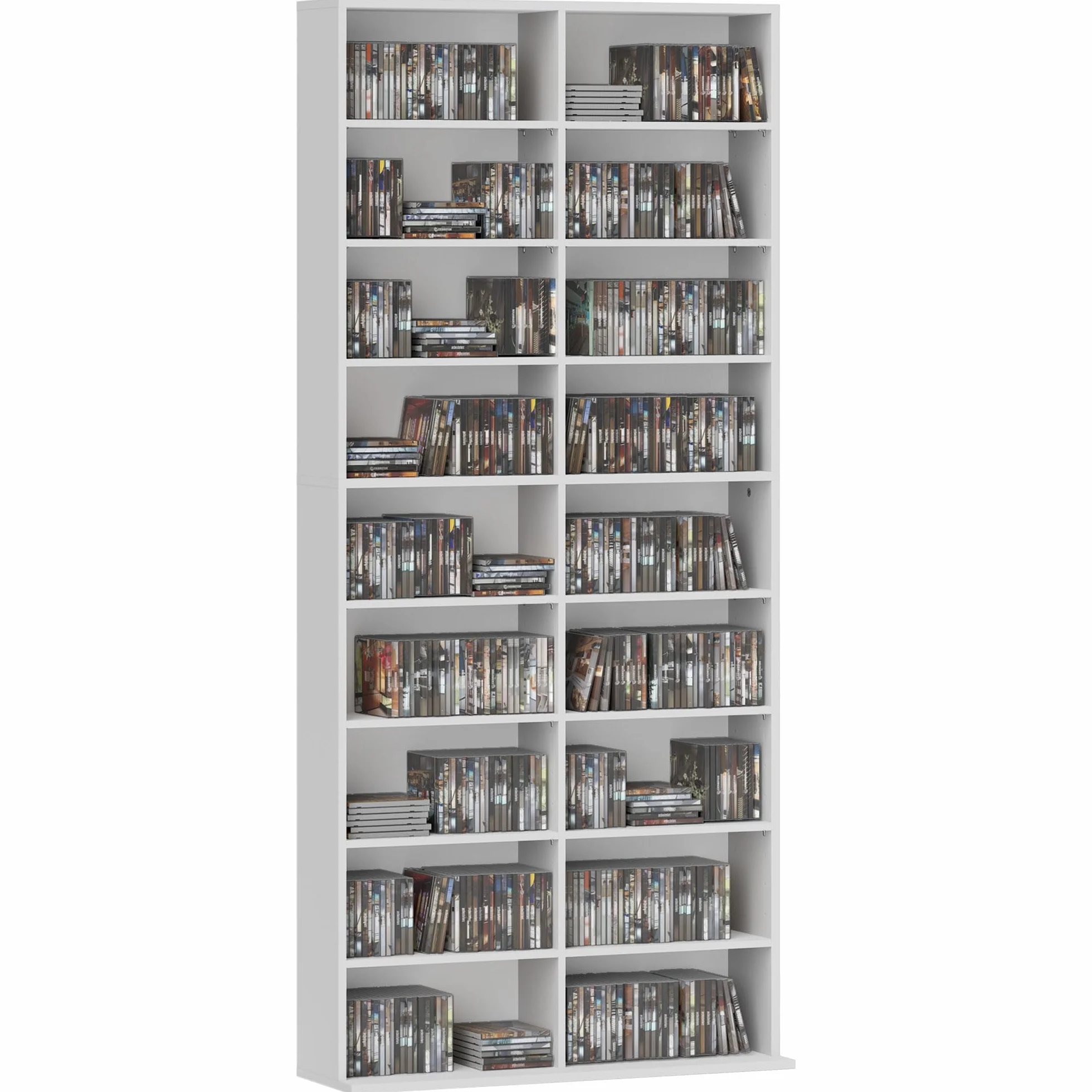 HOMCOM Regał na płyty i media 78,5x24x175 cm biały