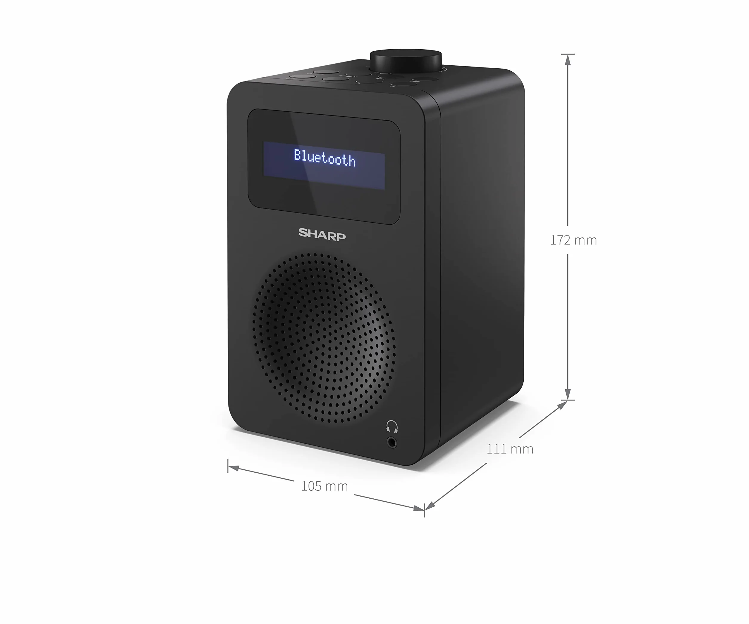 SHARP DR-430 przenośne radio cyfrowe (DAB/DAB+/FM z RDS, Bluetooth 5.0, gniazdo słuchawkowe, 5 W), czarne