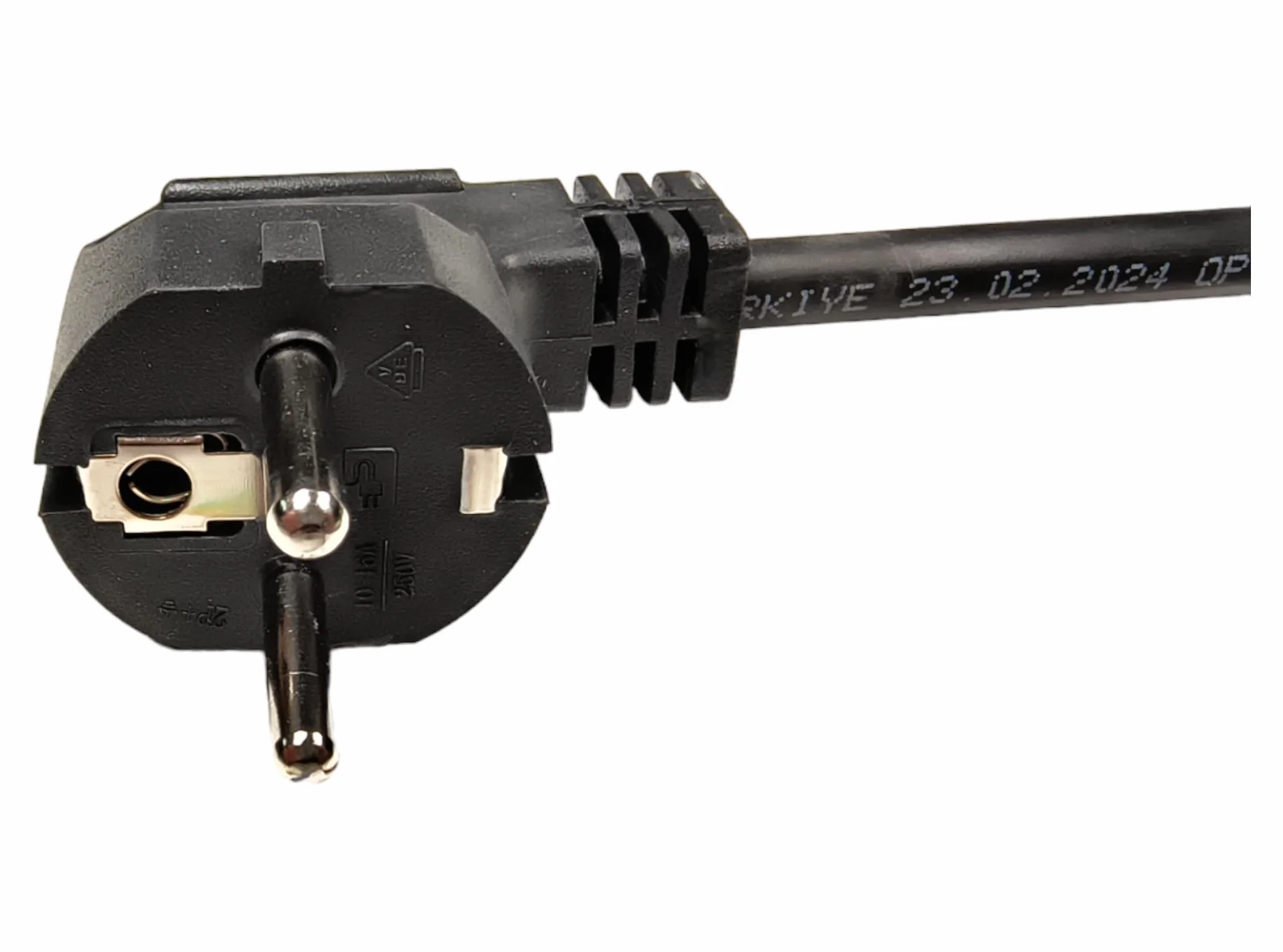 Kabel Zasilający z Tulejkami, 2 Metry, 230V, 16A, IP20, Kabel Przyłączeniowy z Wtyczką Schuko, Kabel Zasilający Ze Stykiem Ochronnym, Kabel Przejściowy z Tulejkami, Czarny