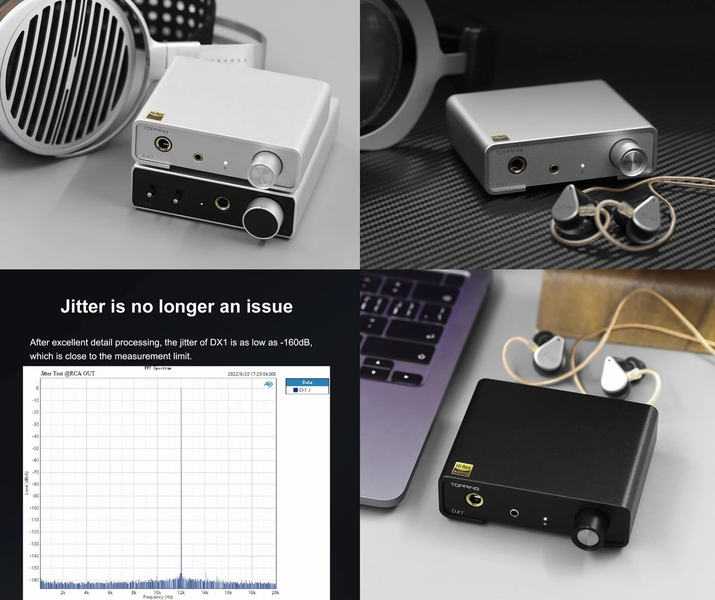 Topping DX1 Mini Stereo DAC wzmacniacz słuchawkowy AK4493S 384 kHz/32 bit DSD256 HiFi srebrny