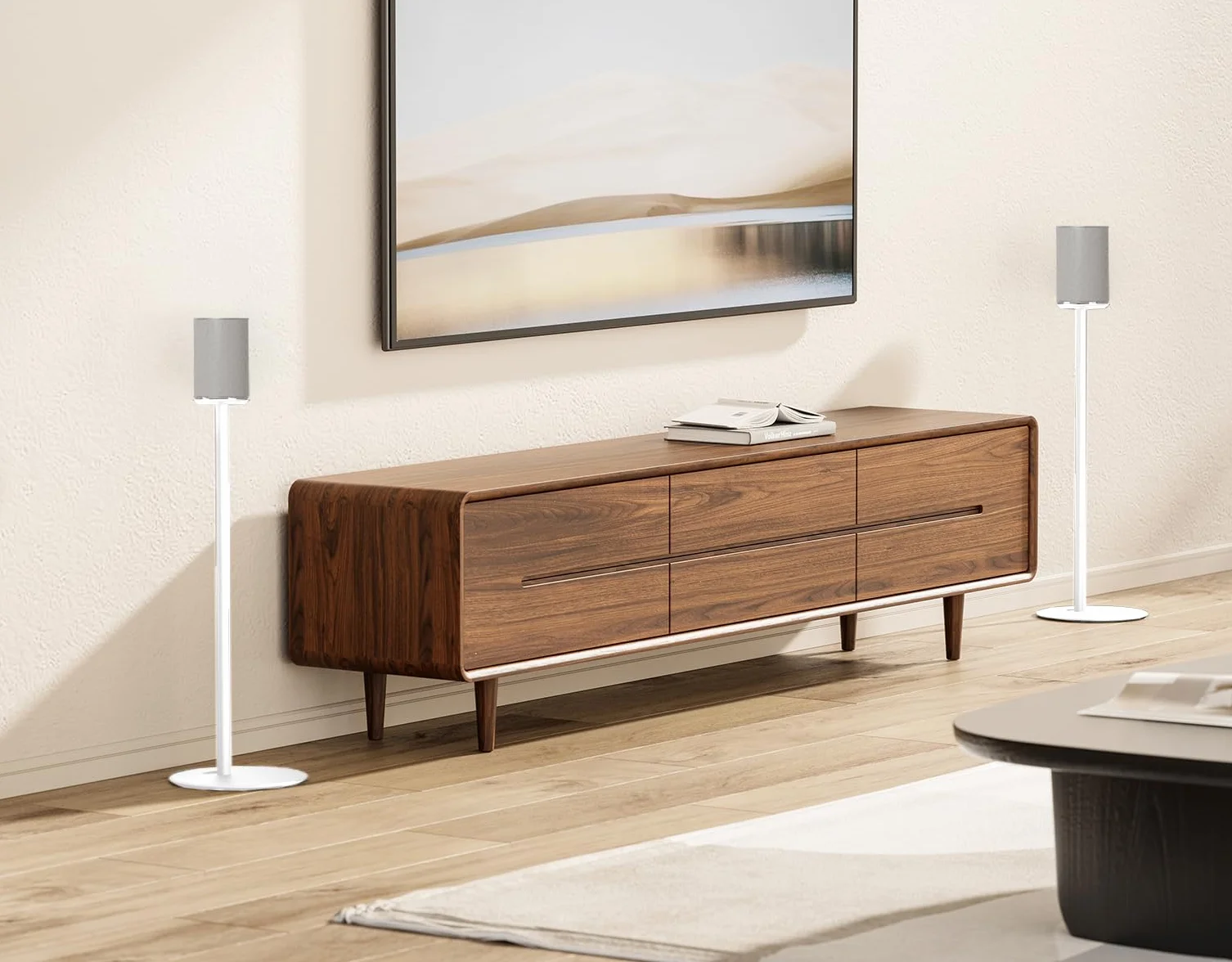 my wall Sonos Era100 stojak podłogowy – HS42L, 2 sztuki, do Sonos Era100, ponadczasowe wzornictwo, stojak, stojak Sonos, z zarządzaniem kablami, idealne uzupełnienie do Twojego salonu, czarny