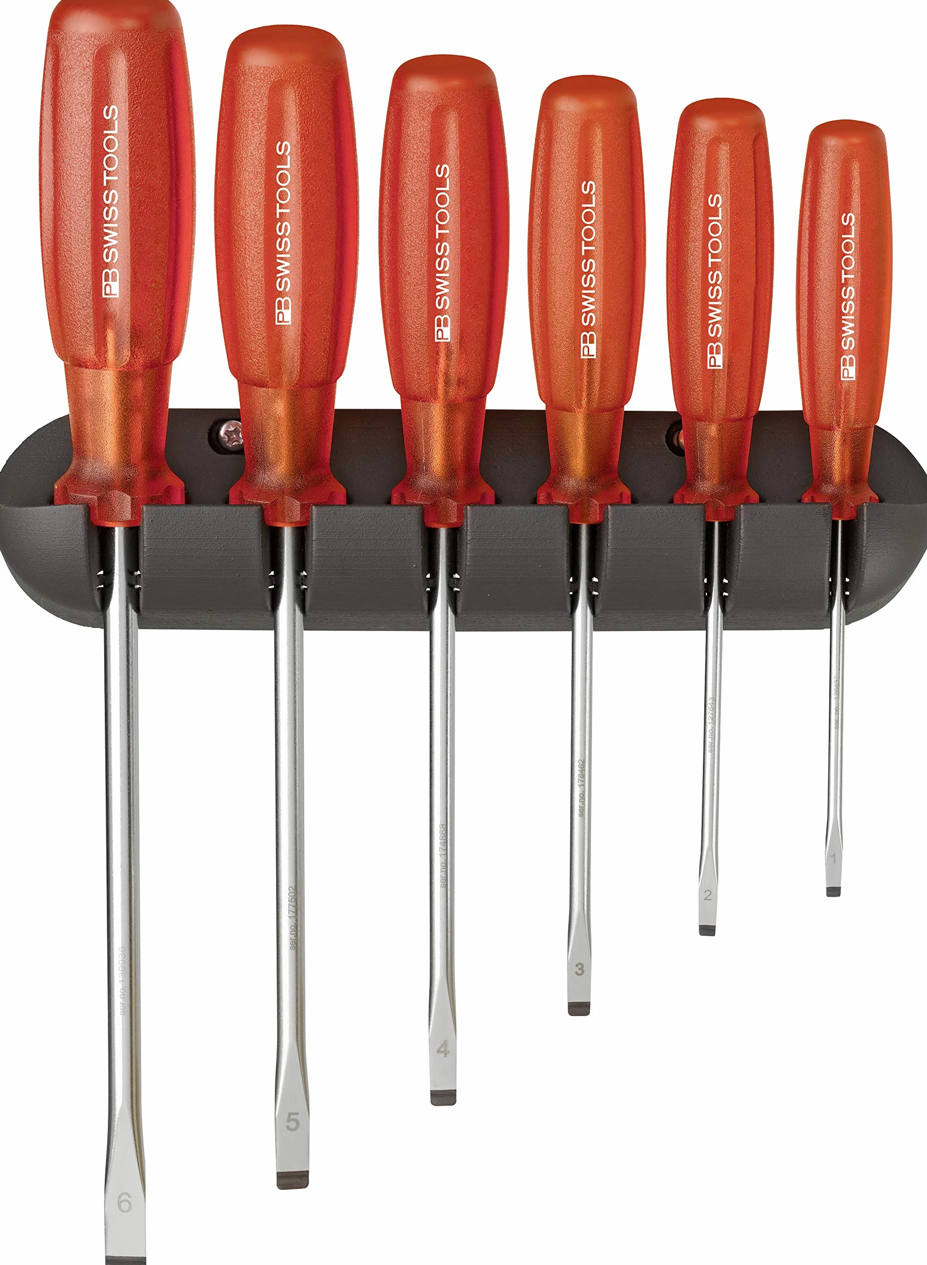 Wkrętaki płaskie w uchwycie ściennym Multicraft PB Swiss Tools 6249, zestaw 6-częściowy