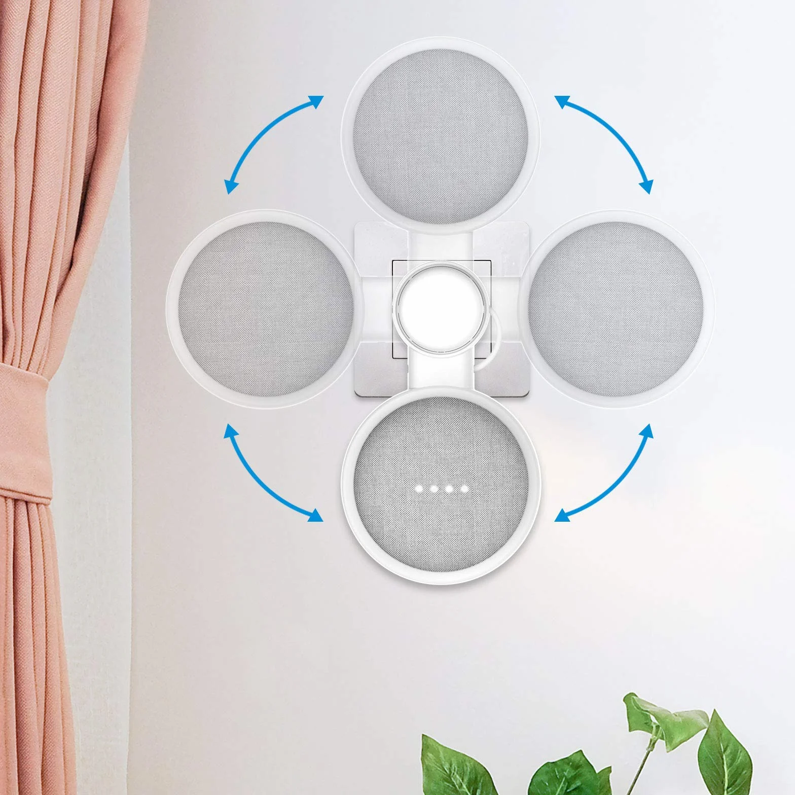 PlusAcc Uchwyt ścienny do Google Nest Mini Home Mini z zarządzaniem kablami biały