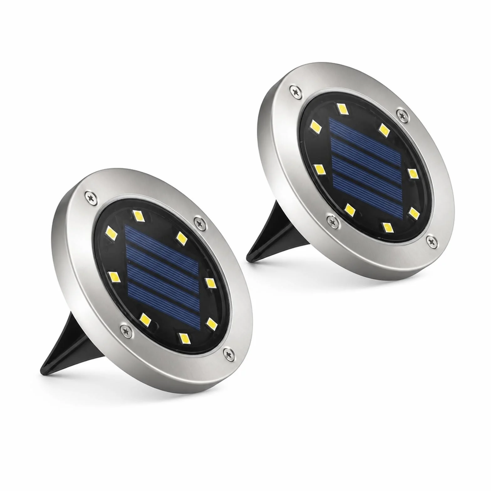 Lampy Solarne Naziemne, Solarne Lampy Gruntowe 8LED Zewnętrzne Ze Stali Nierdzewnej do ścieżki tarasowej(White,8PCS)