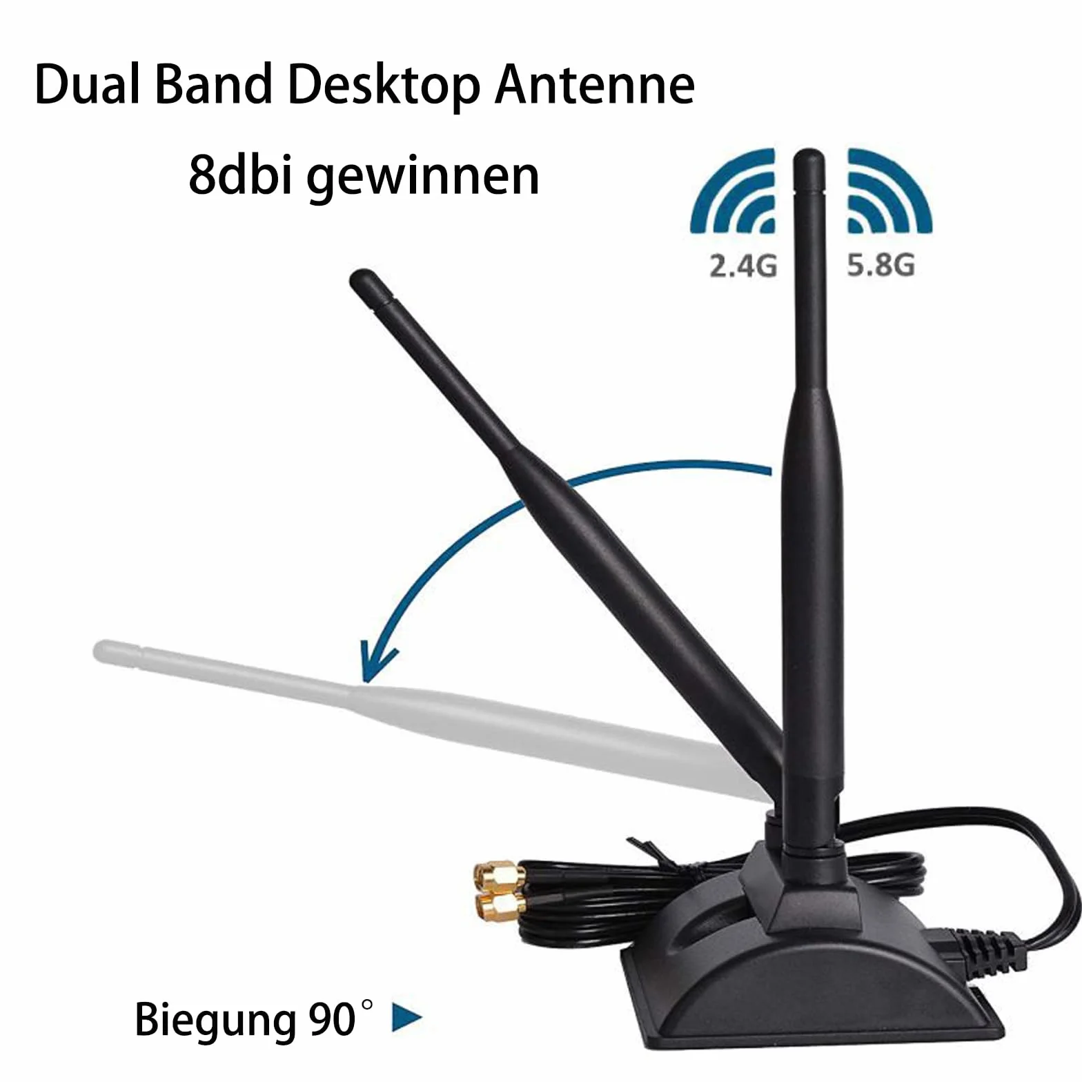 GERUI Tianxian-01 dwuzakresowa antena Wi-Fi 8 dBi 2,4 GHz 5,8 GHz SMA Bluetooth 6DB wielokierunkowa High Gain z podstawą magnetyczną