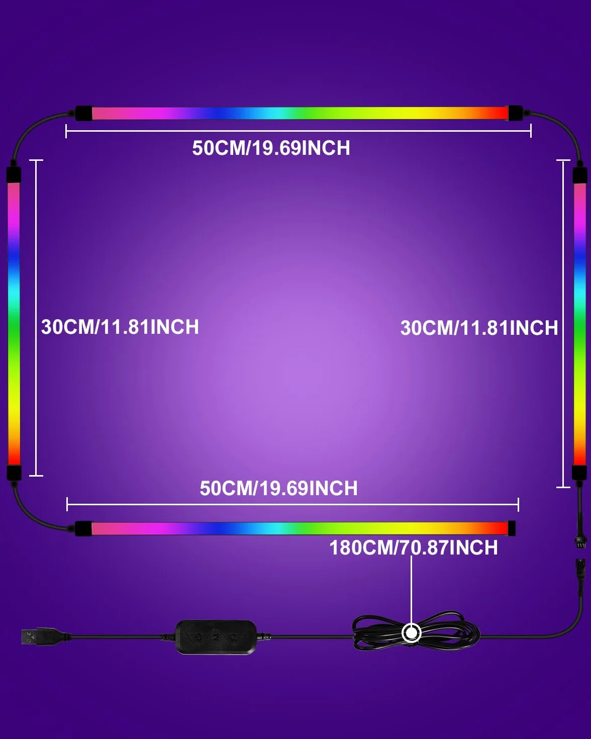 Imersyjne Podświetlenie Synchronizujące Monitora PC, 27 Cale Taśma LED Synchronizująca Ekran do Gier, Filmów i Muzyki, Zestaw Oświetlenia Ambientowego USB, Kompatybilny z Windows i Mac OS (4 Strony)