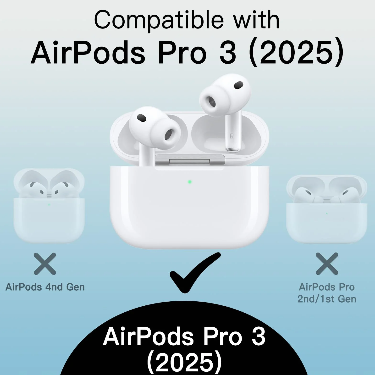 JETech Przezroczysty Etui Osłona dla AirPods Pro 3 (2025) z Brelokiem, Wysoce Przejrzysty Miękki TPU, Odporny na Wstrząsy Ochronny (Przezroczysty)