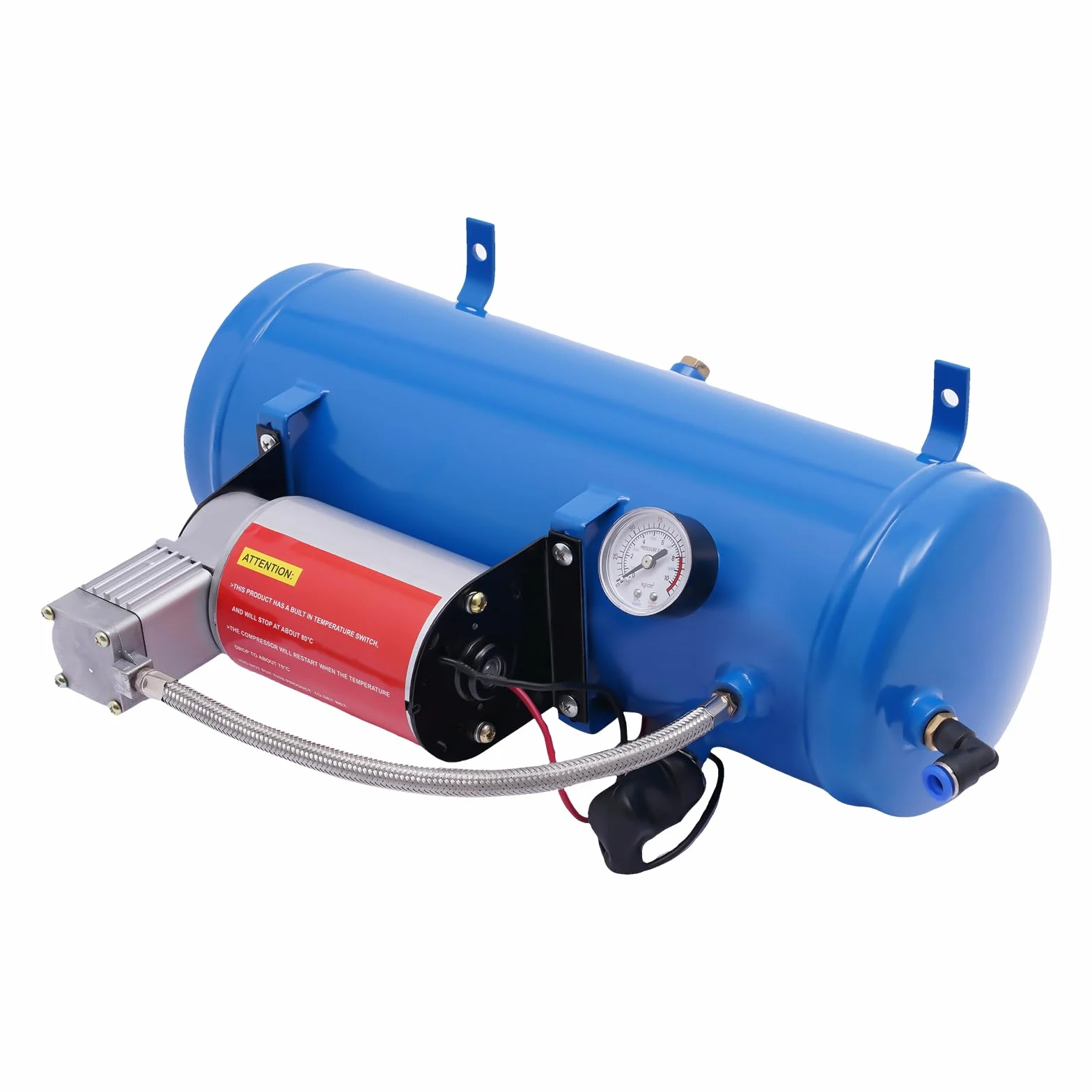 Sprężarka powietrza 12 V, 100 psi, ze zbiornikiem 6 l, przenośna i kompaktowa sprężarka powietrza | w zestawie wąż 3,8 m | maks. 8 bar