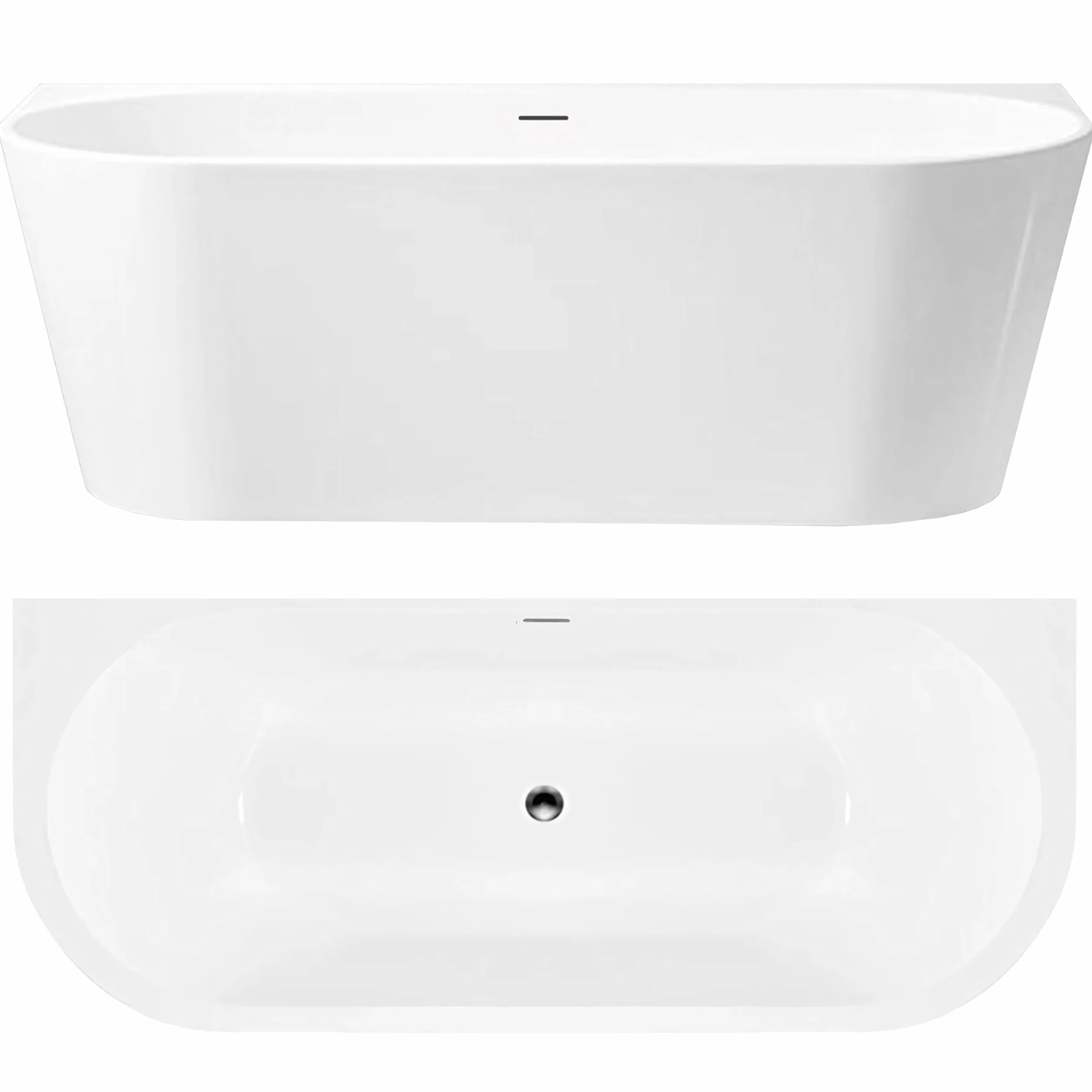 Rea - Wanna Akrylowa Przyścienna Capri 170cm Nakładka korka złota szczotkowana - 170x75x59,5 cm