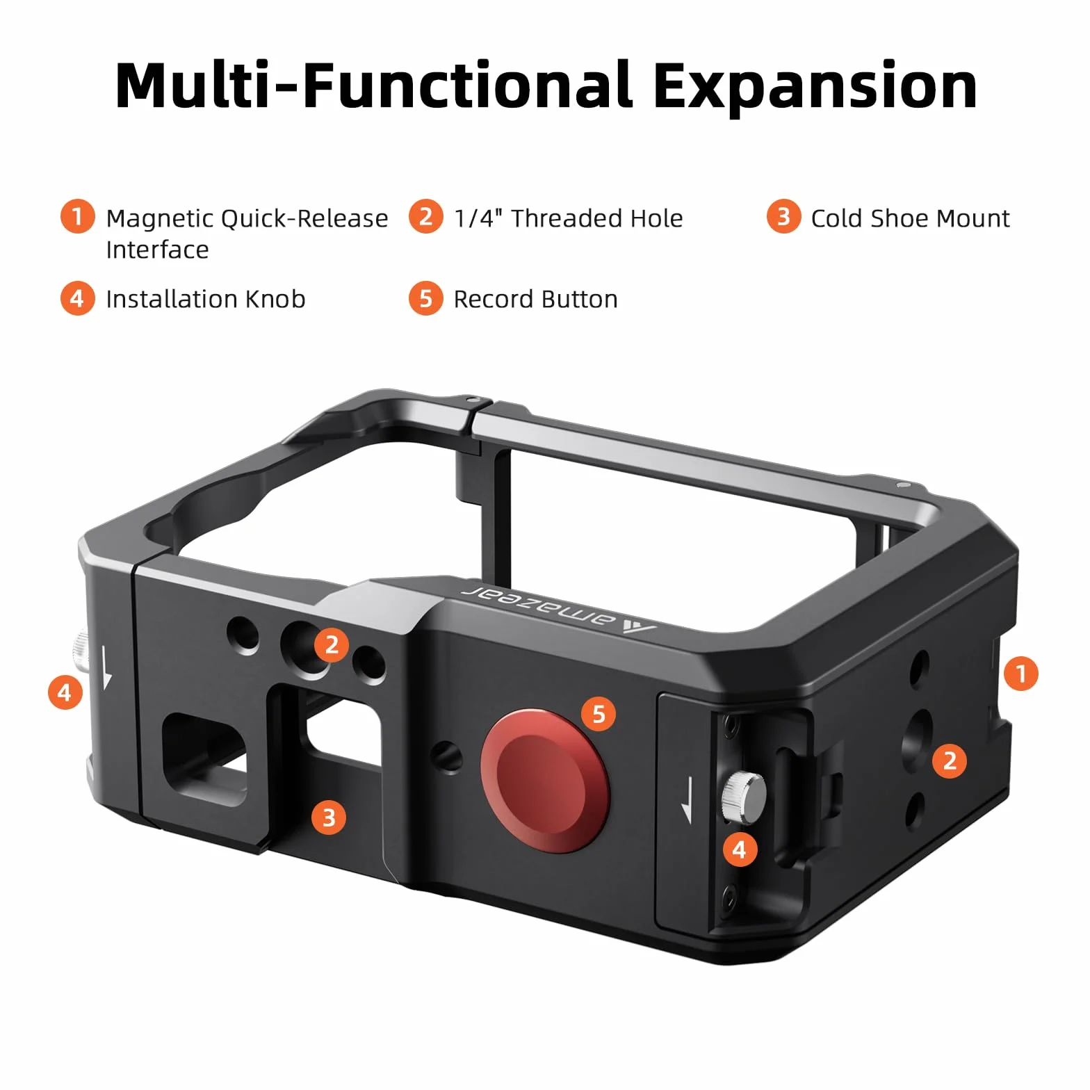 AMAZEAR Metalowa obudowa ochronna do akcesoriów DJI Osmo Action 6, wielofunkcyjna ramka użytkowa Action6 Pro, mocniejsza aluminiowa obudowa twarda obudowa z miękkimi silikonowymi nakładkami na