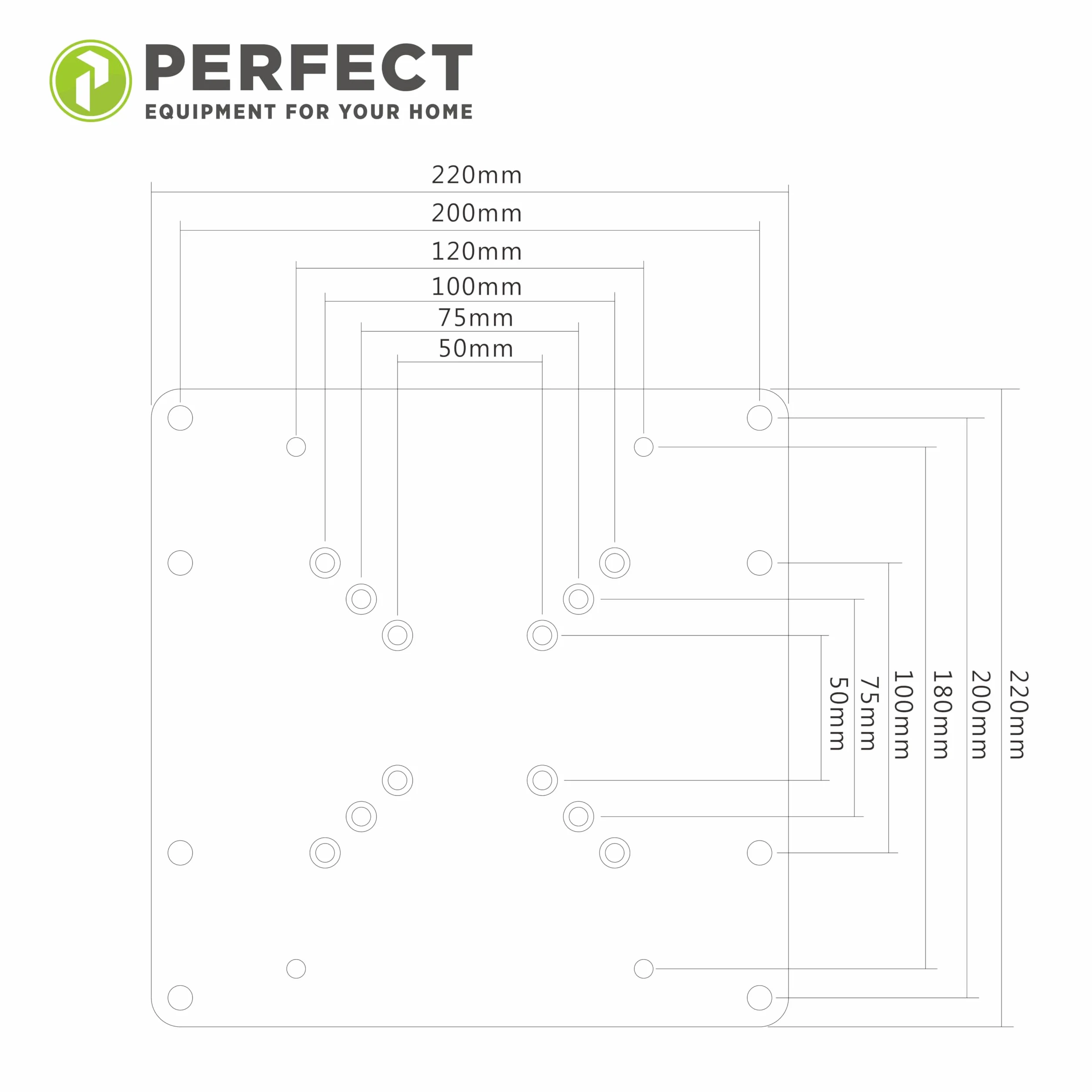Perfect Universal VESA Adpapter VESA 50x50 do 200x200, 1-częściowy, czarny