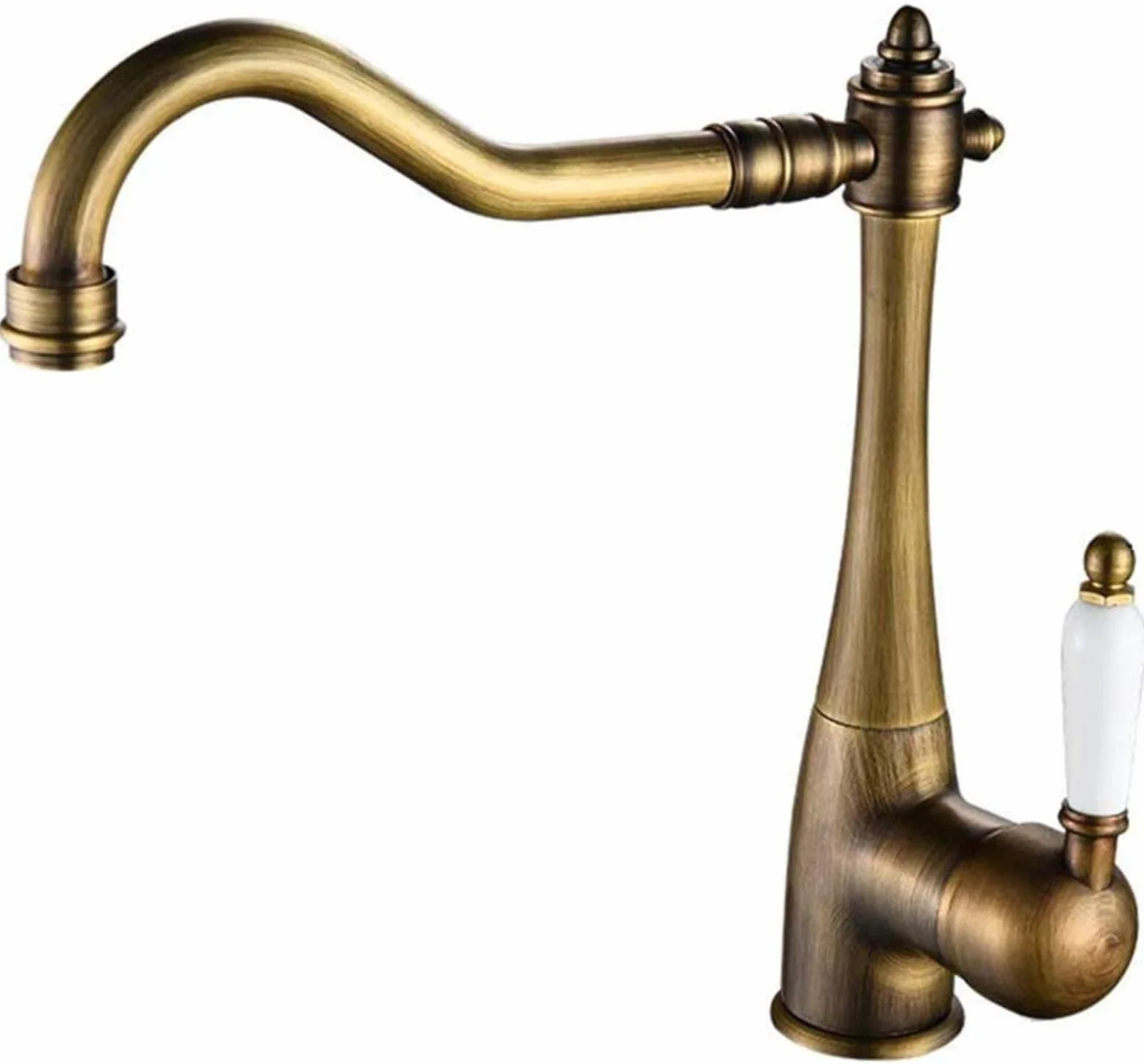 Nostalgia bateria kuchenna 'Water Country Kitchen Zlew Kran Pojedyncza dźwignia Umywalka Mikser z mosiężnymi uchwytami ceramicznymi Obrót o 360 stopni Czarny