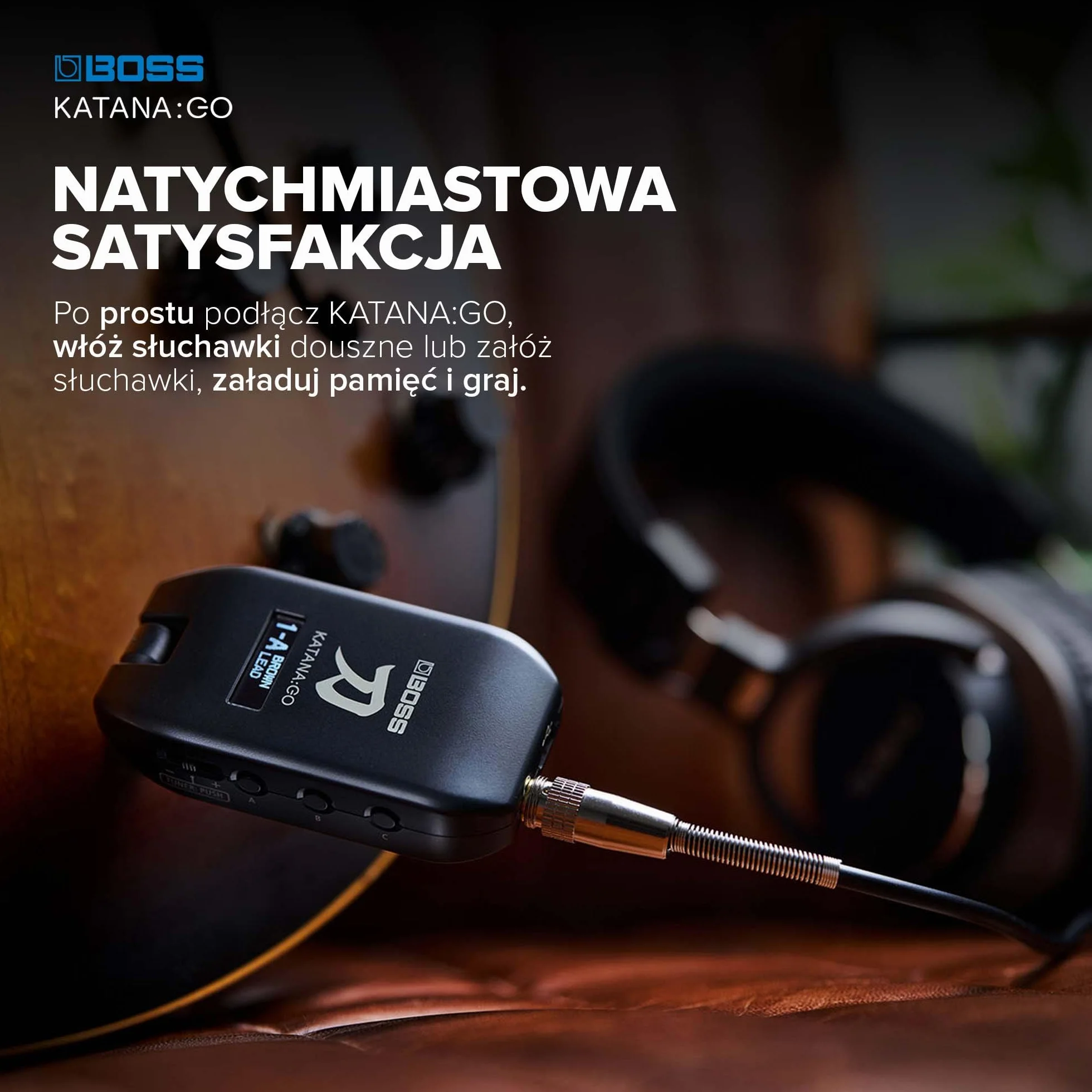 BOSS KATANA:GO - Osobisty Wzmacniacz Słuchawkowy do Gitary i Basu - Gotowe do Grania Dźwięki ze Wzmacniaczy Katana - Zaawansowana Technologia Przestrzenna