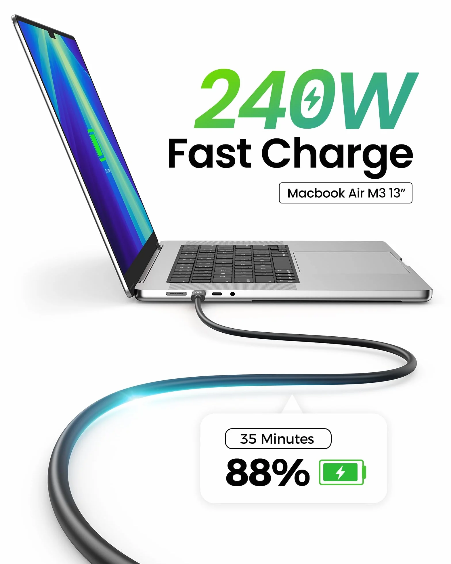 Fitee USB 80Gbps dla Kabel Thunderbolt 5 1M, do 120Gbps Jednokierunkowy, 4K@540Hz, Dual 8K/6K, PD3.1 240W, USB4 V2.0 kompatybilny z Thunderbolt 4/3, USB C, MacBook M4 Pro, PSSD, eGPU, Laptopem