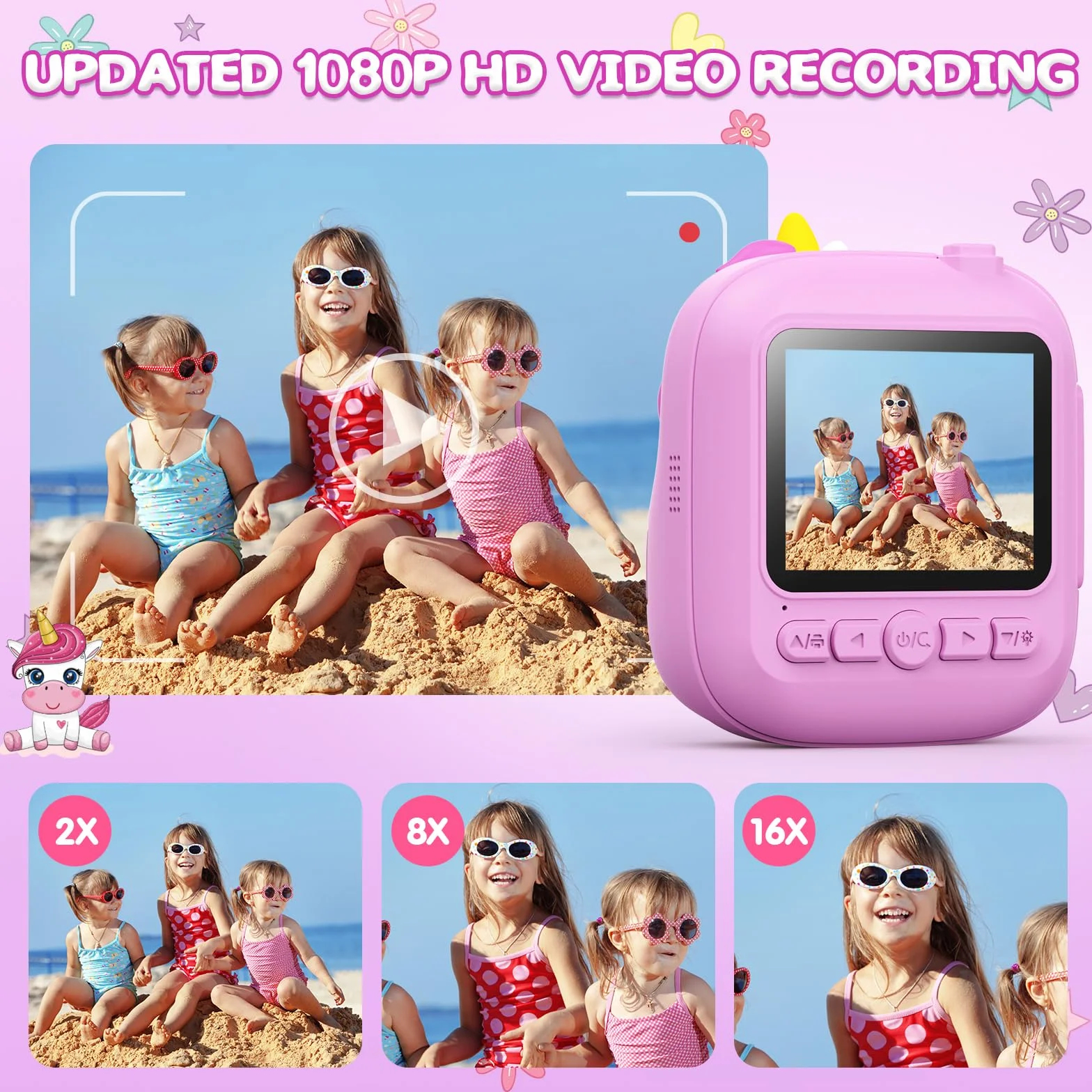 Aparat natychmiastowy CAMCLID dla dzieci 2,4 cala 32GB TF 1080P fioletowy
