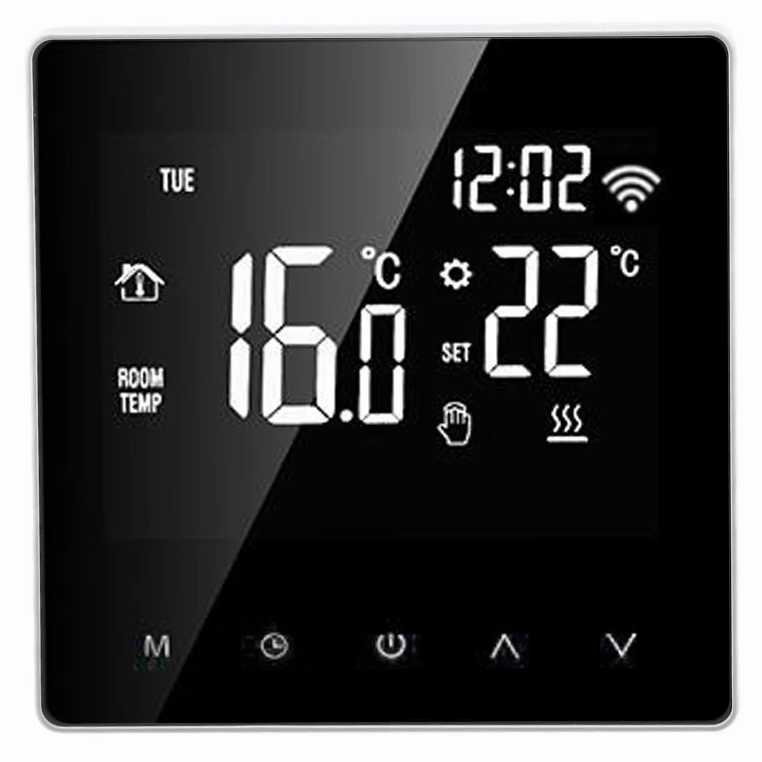 ME81H AC230V 50/60Hz Inteligentny termostat 5 ~ 90℃ WIFI Inteligentny termostat LCD ekran dotykowy Termostat ogrzewania podłogowego wody do Tuya (białe tło biały przycisk 16A)