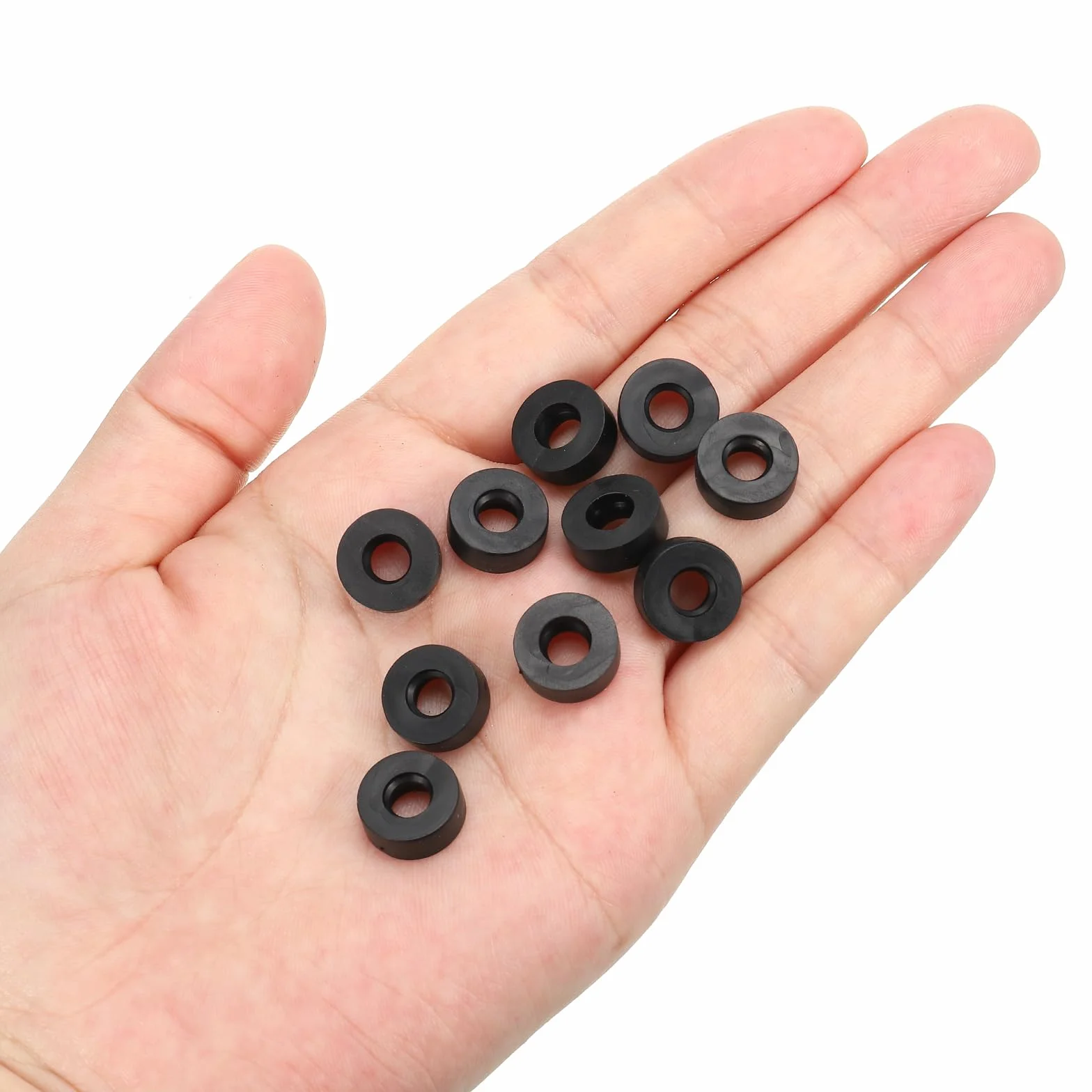 PATIKIL Gumowe podkładki M6, okrągłe, 12 sztuk 6 mm ID 12 mm OD 4,5 mm grubości, płaskie podkładki, zestaw gumowych uszczelek do rury kranowej, śruby mocujące, czarne