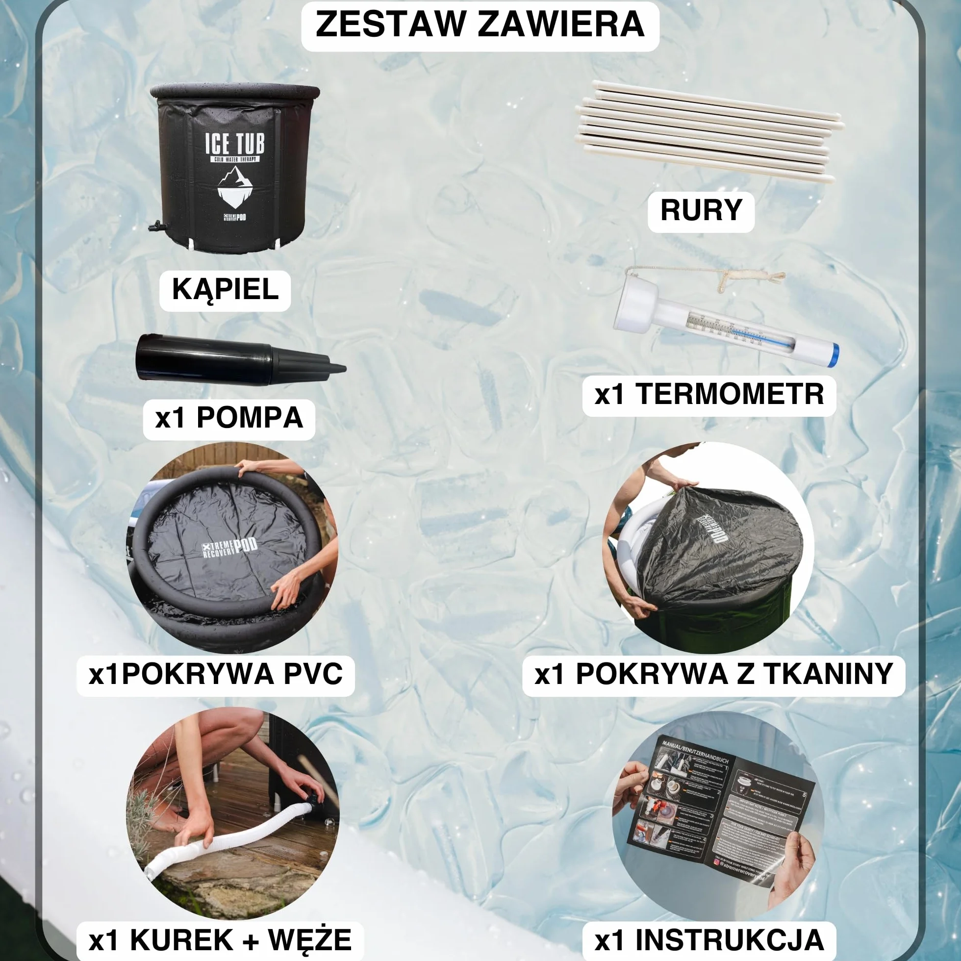 Lodowa kąpiel Xtreme Recovery POD Duża lodowa kąpiel dla sportowców, zewnętrzna lub wewnętrzna przenośna kąpiel z pokrywką, Krioterapia, Składana wanna dla dorosłych, Lodowa tub… (Black)