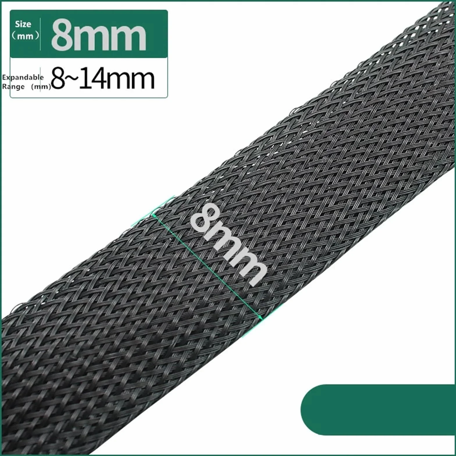 Pleciona osłona przewodów, Czarna, pleciona tuleja kablowa z izolacją PET 4-60 mm 1-200 m Organizator kabli(12mm,200 Meters)