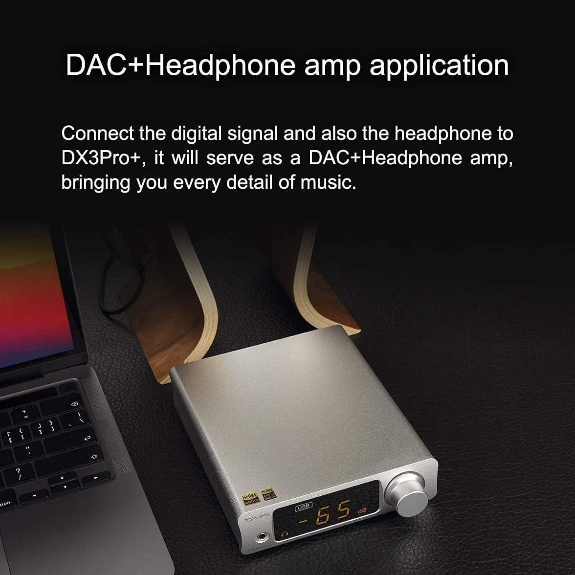 TOPPING DX3 Pro+ Bluetooth 5.0 Wzmacniacz Słuchawkowy DAC DSD512 Ldac Niskoszumowy Czarny