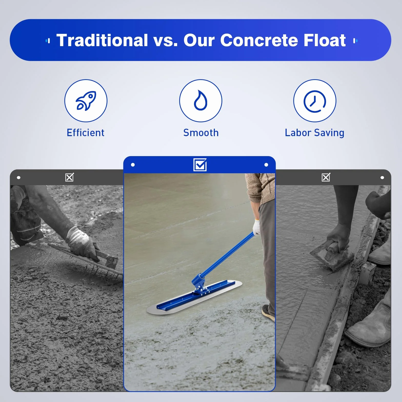 Bull Float Concrete Float 1200 x 300 mm, wygładzacz do betonu, rozdzielacz do betonu, szpatułka do betonu, szpachelka cementowa profesjonalna podłoga kielnia barmańska ze stali szlachetnej wygładzająca