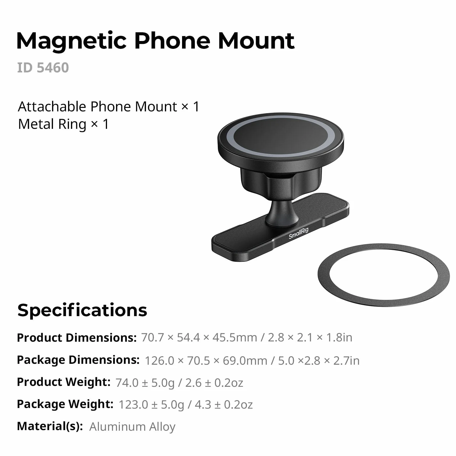 SMALLRIG Magnetyczny uchwyt na telefon 5460 do iPhone 16/15/14/13/12 Huawei Samsung Xiaomi