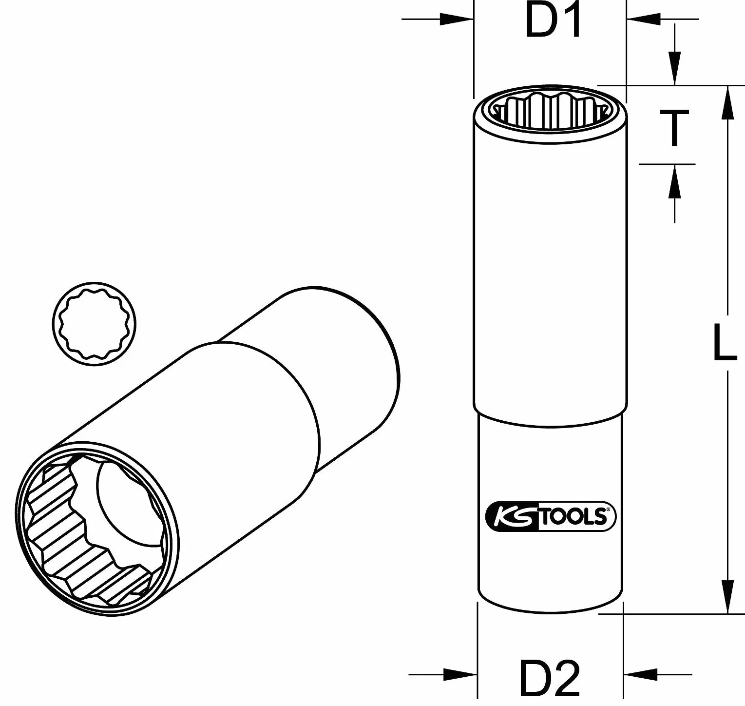 KS Tools 917.1272 Nasadka 12-katna, dluga, 24mm, 1/2"