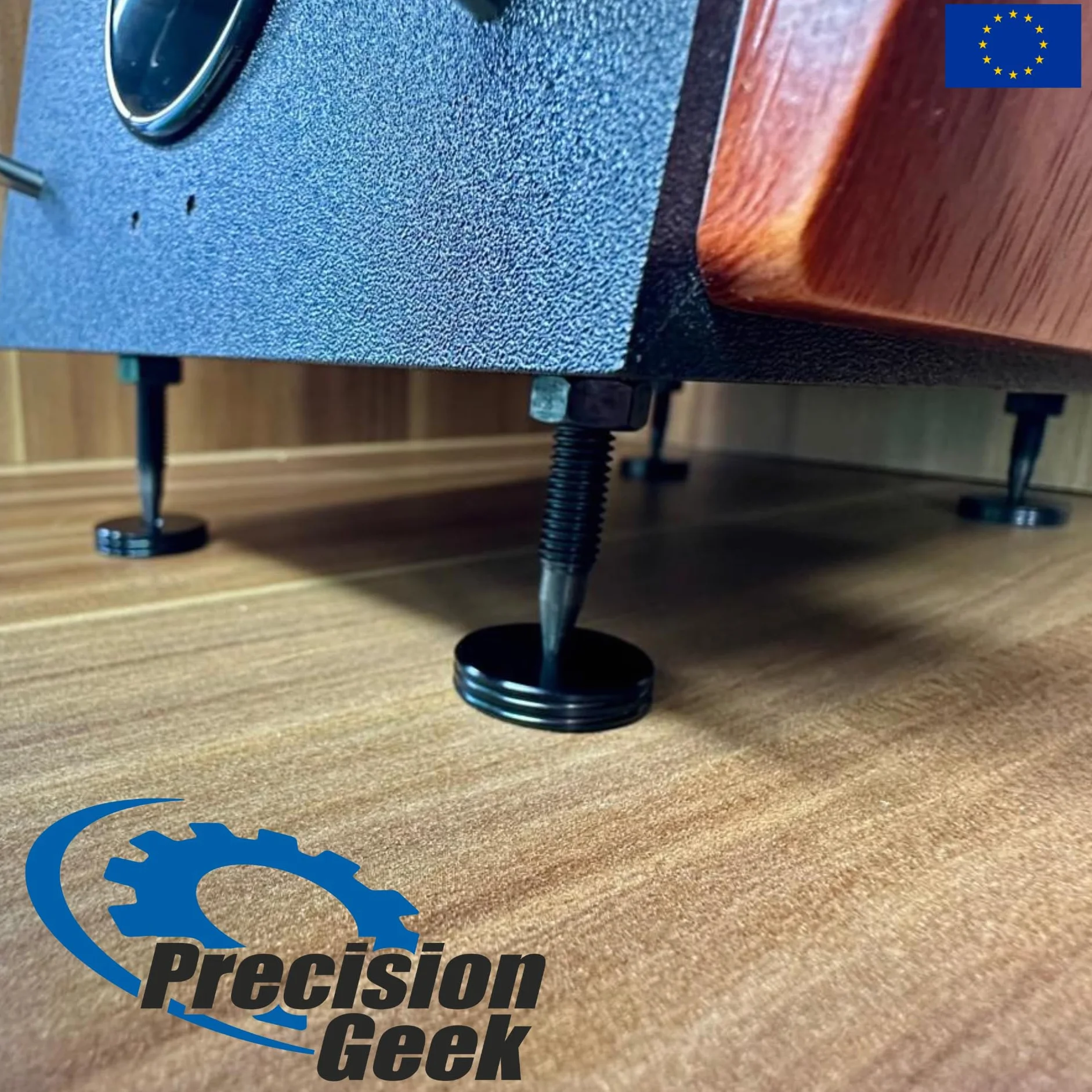 PrecisionGeek - Kolce Głośnikowe M6 x 24mm L-35mm, Czarna Stal (4 sztuki)