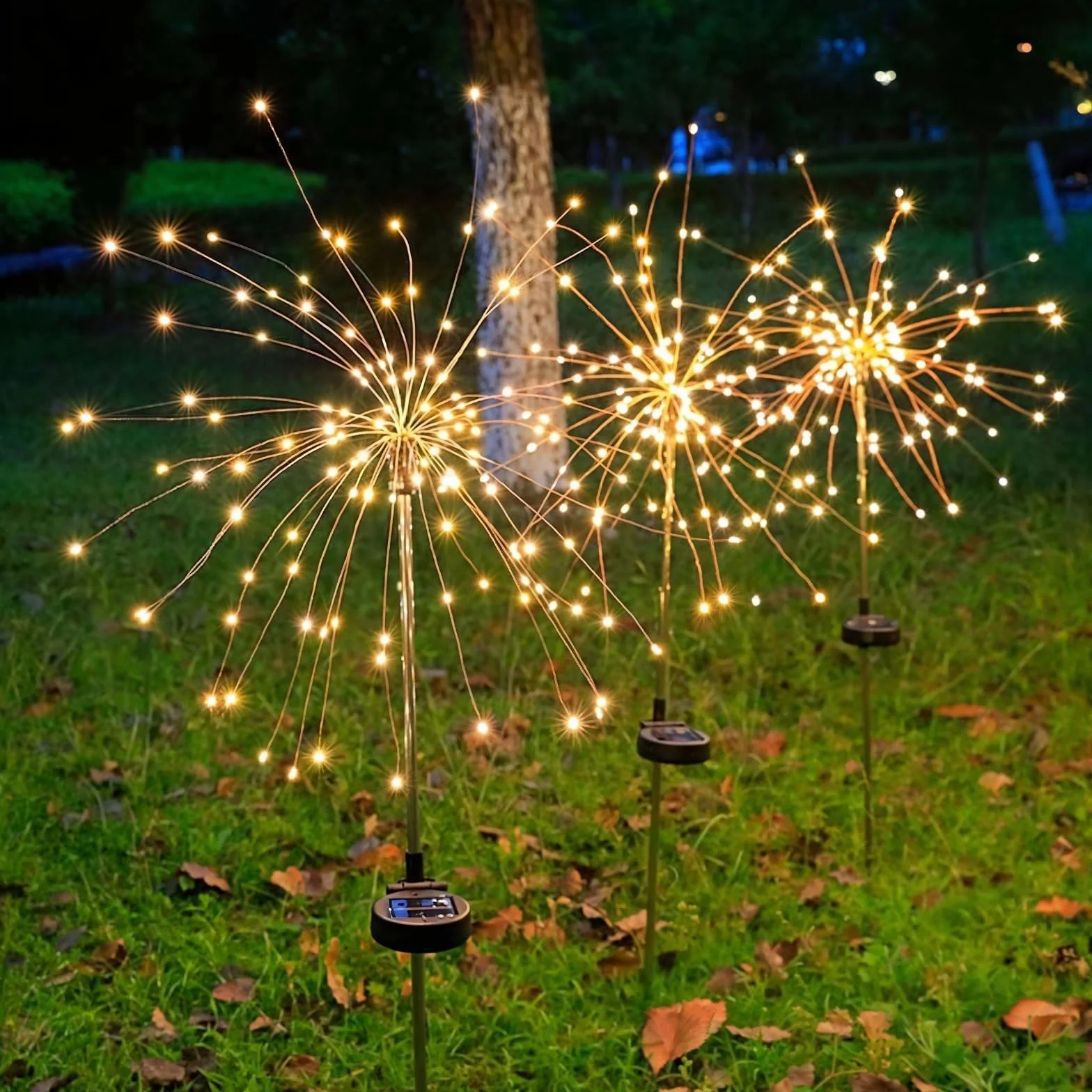 Solarne lampy ogrodowe – lampy LED w kształcie mniszka lekarskiego z drutem miedzianym, wodoodporna konstrukcja, słupki ze stali nierdzewnej i 6 trybów oświetlenia