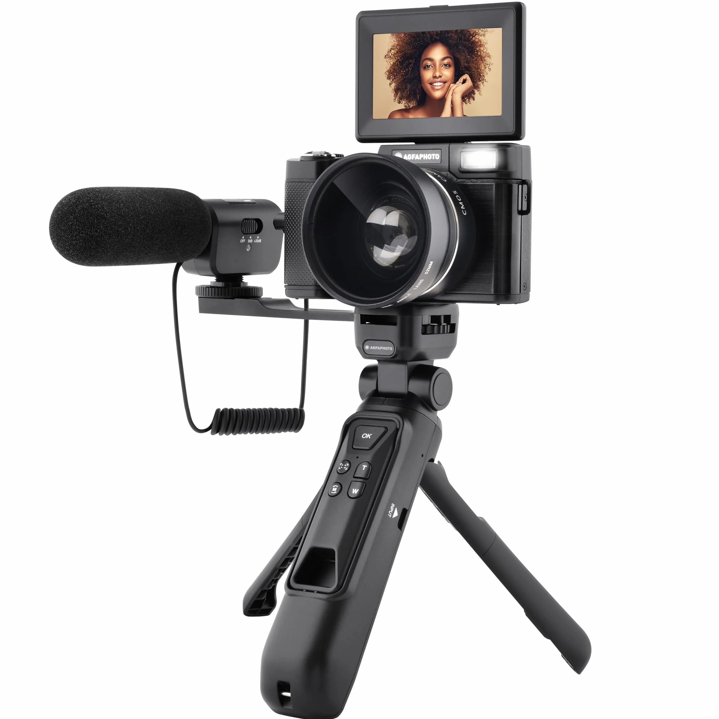AgfaPhoto Realishot VLG-4K kamera 24 MP 4K 3-calowy ekran LCD 16-krotny zoom cyfrowy czujnik CMOS czarny