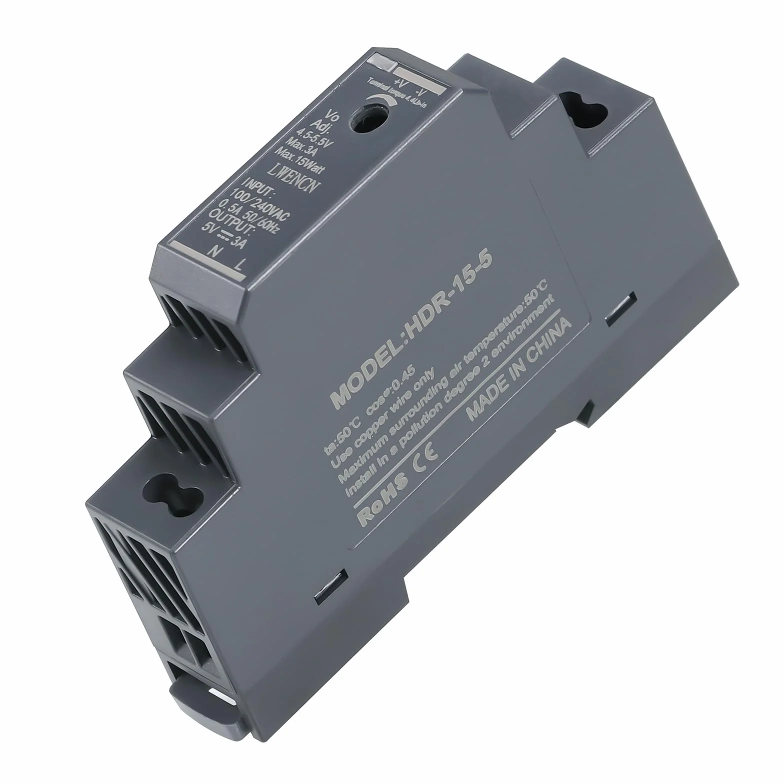 Starvortex Zasilacz na szynę montażową 5 V DC 3 A 15 W, wejście 100-240 V AC 50/60 Hz transformator szynowy DIN do automatyki domowej lub przemysłowej