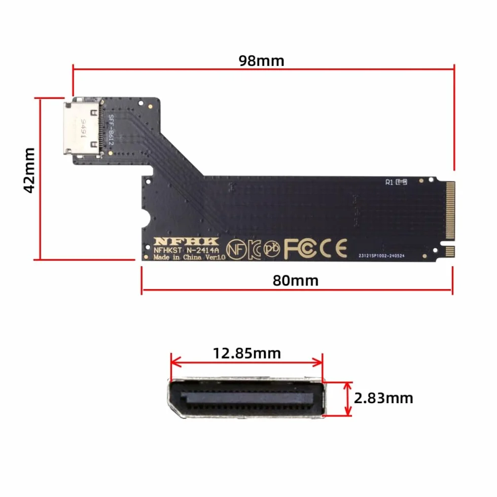 Karta PCI-E 4.0 M.2 M-Key do Oculink SFF-8612 SFF-8611 adapter hosta ThinkBook 14+ AMD8845 zewnętrzna karta graficzna SSD