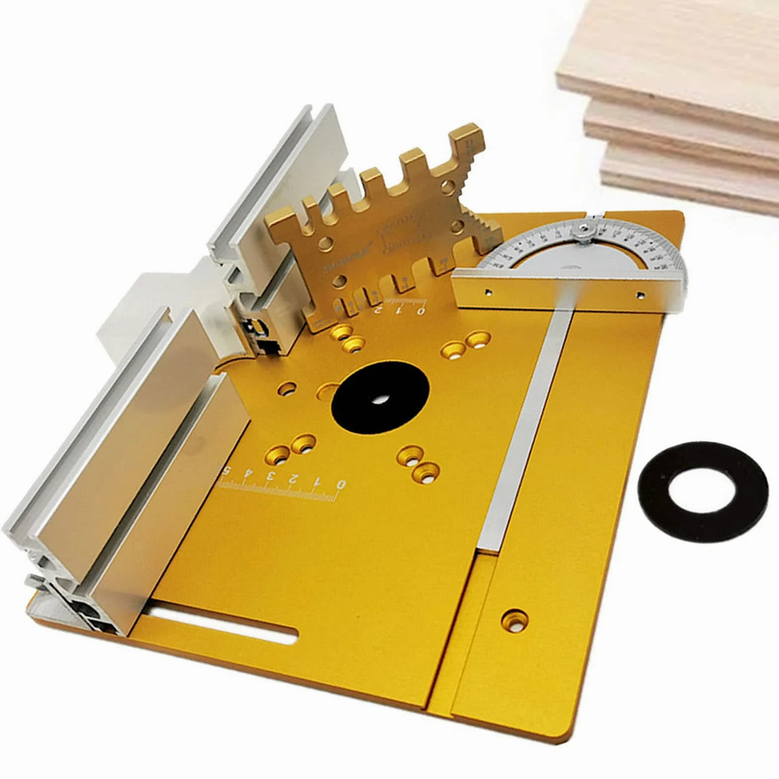 Aluminiowy Stół W Wstawianiu Stolika Płytowego,Maszyna Do Rzeźby Drewna,Wkładka Router Płytowa, Obróbka Drewna Narzędzie Wkładki Routetu Drewnianego,Golden-4pieces