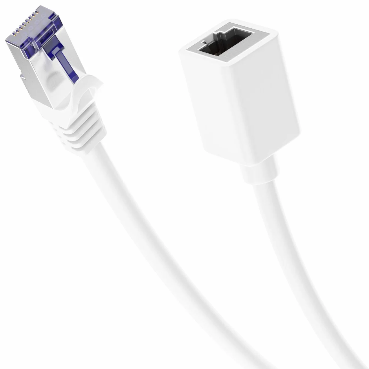 deleyCON 2m CAT7 Patchkabel Ethernet LAN Kabel Sieciowy S/FTP Miedź PiMF 600 MHz RJ45 Biały
