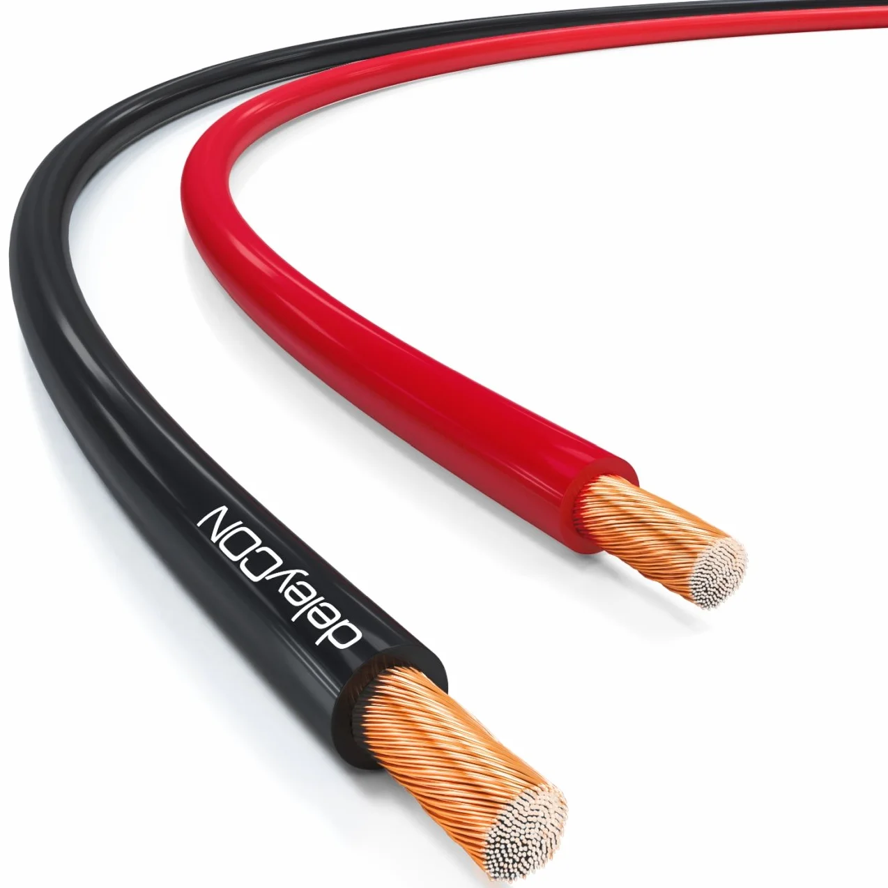 deleyCON 25m kabel głośnikowy box kabel 2x 1,5mm² aluminium powlekane miedzią oznaczenie polaryzacji CCA 2x48x0,20mm linka BauPVO/CPR - Czarny/czerwony