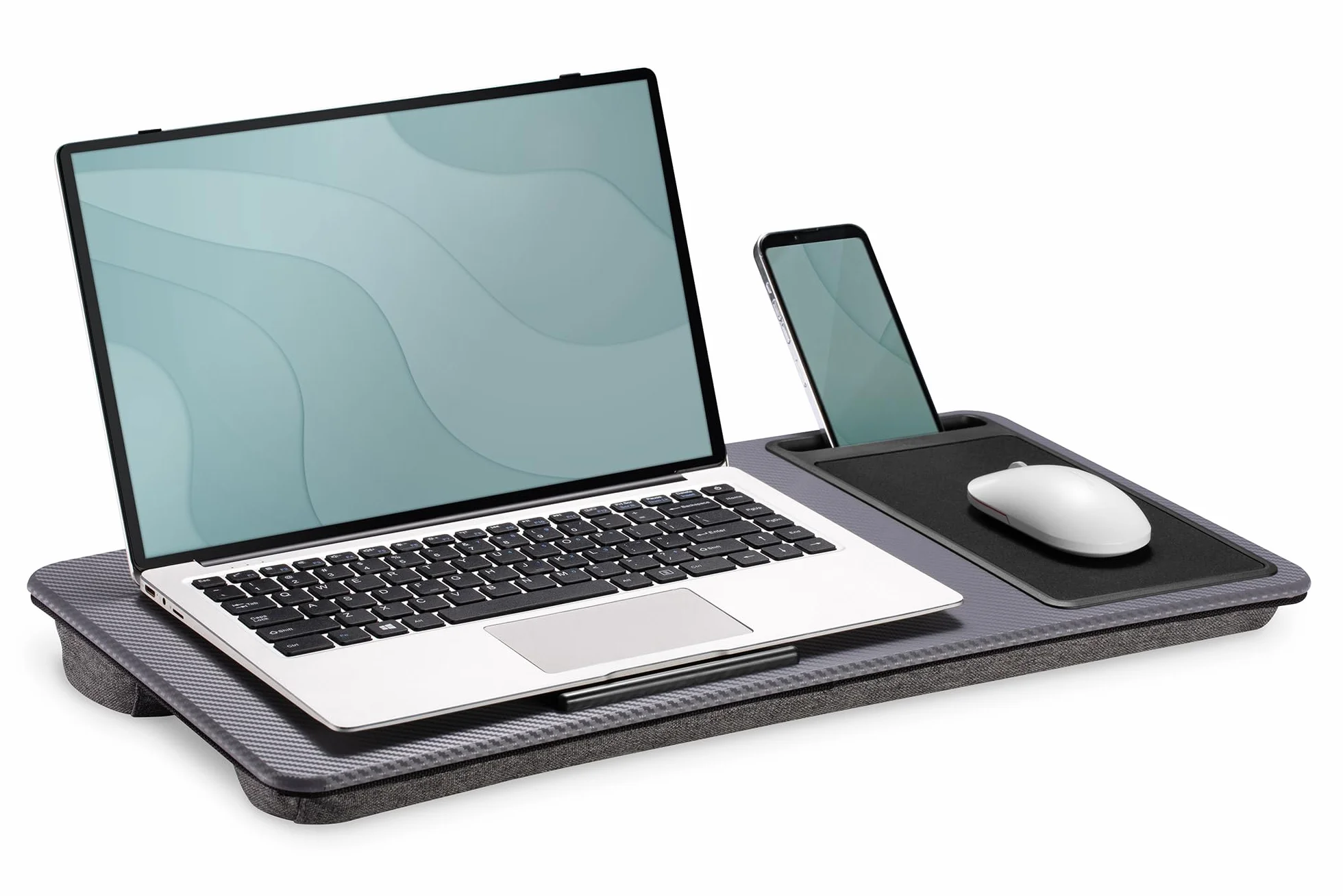 DIGITUS Poduszka pod laptopa z uchwytem na smartfona i podkładką pod mysz 17" szara