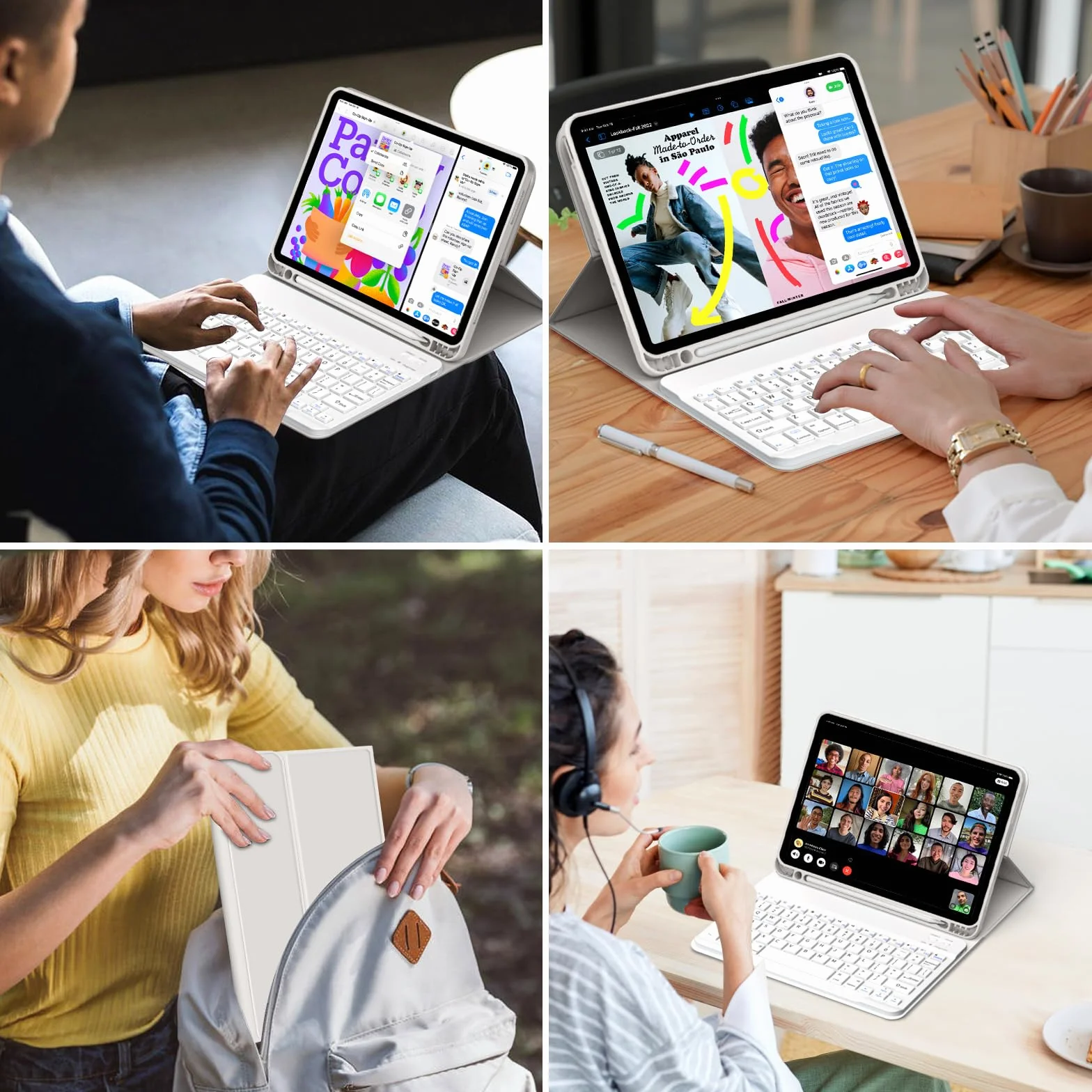 Etui z klawiaturą dla iPad 11 cali 2025 A16 & iPad 10 gen 10,9 cala 2022, miękka TPU, zdejmowana Bluetooth, Szary