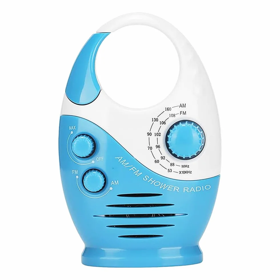 Sarini Radio prysznicowe DAB/DAB+, przenośne radio AM FM z hakiem, wbudowany głośnik, nadaje się do łazienki, kuchni, na zewnątrz