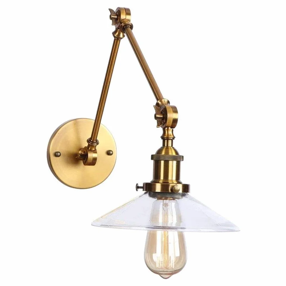 Vintage E27 wahadłowy klosz szklany klosz lampa ścienna lampa ścienna przemysłowe oświetlenie wewnętrzne kinkiety ścienne korytarz salon gabinet lustro kosm