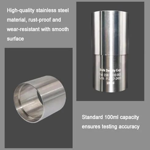 Naturalny miernik gęstości układania w stos, tester gęstości proszku ze stali nierdzewnej, pojemność 100 ml, błąd ± 0,1 ml, dokładny pomiar, do produktów farmaceutycznych