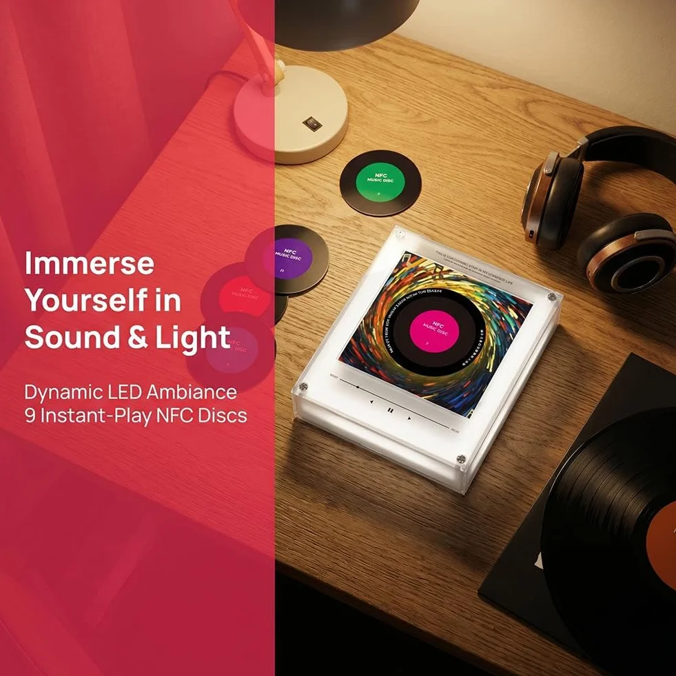 Przenośny odtwarzacz muzyczny z LED, 128 MB, 9 płyt NFC