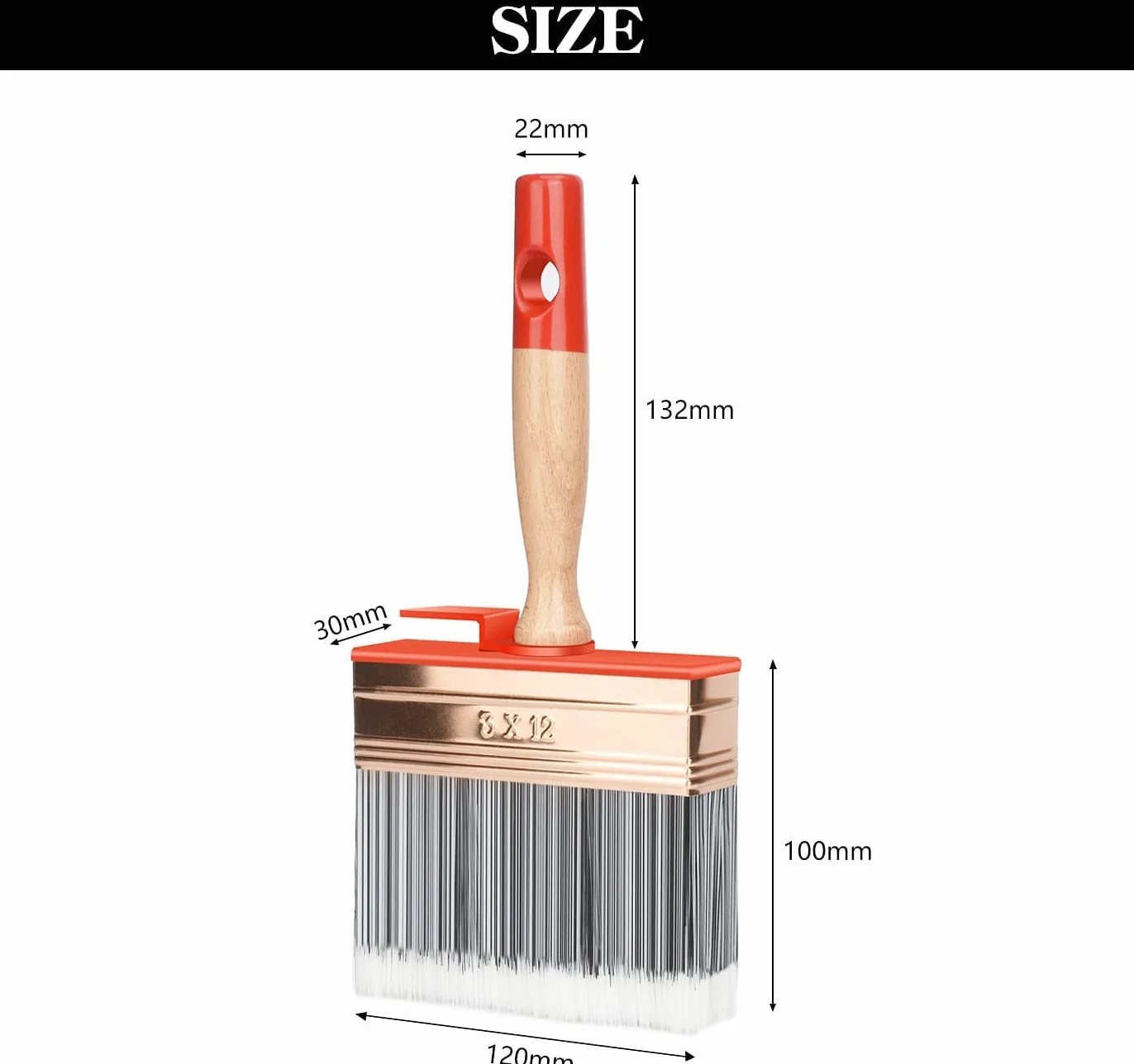 Pędzel do dużych powierzchni drewniany do malowania lasurą z drewnianym uchwytem 30 x 120 mm 1 sztuka
