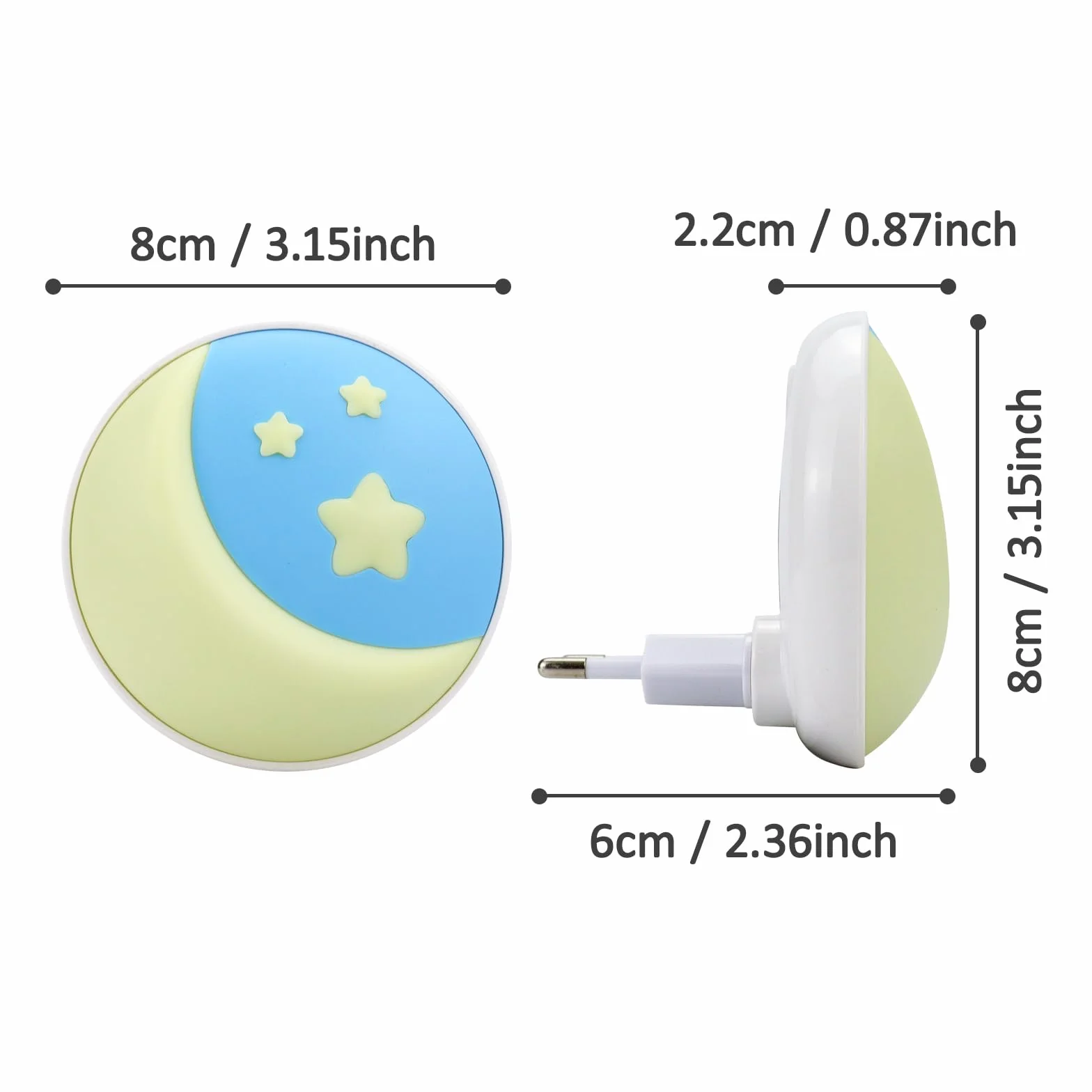 Nocna Lampka LED dla Dzieci z Czujnikiem Zmierzchu, 2 Sztuki (Minimalistyczny)