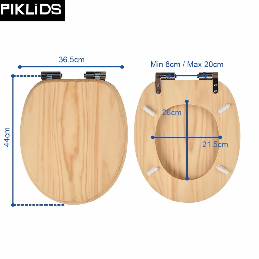 Deska sedesowa z litego drewna sosnowego, wolnoopadająca, szybkie zapięcie i Easy-Clean, Soft-Touch PIKLiDS