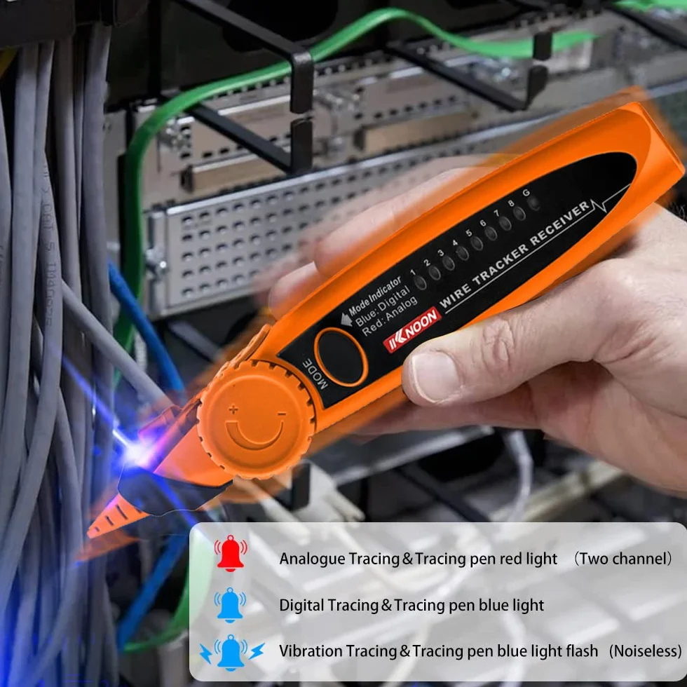 Tester kabli sieciowych, wielofunkcyjny lokalizator kabli POE z ekranem LCD, dopasowanie identyfikatora kabli długość kabla sieciowego otwarty pomiar zwarcia z 3 akcesoriami do dopasowywania