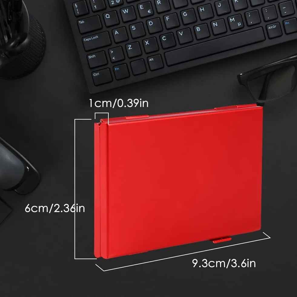 Aluminiowe etui ochronne na karty pamięci 12 przegródek TF SD czerwony