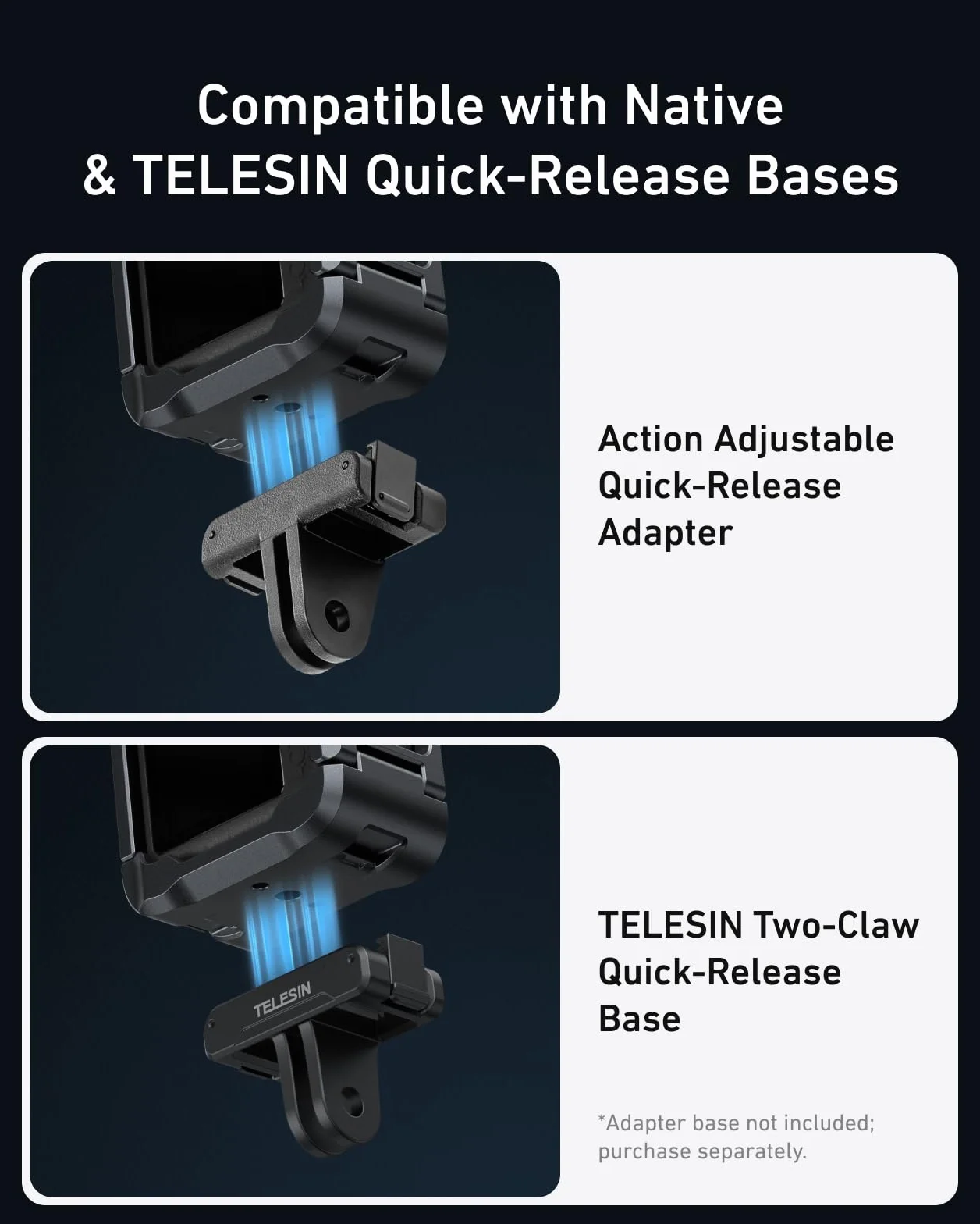 TELESIN Klatka na kamerę DJI Osmo Action 6, aluminiowa obudowa ochronna z gwintem 1/4"
